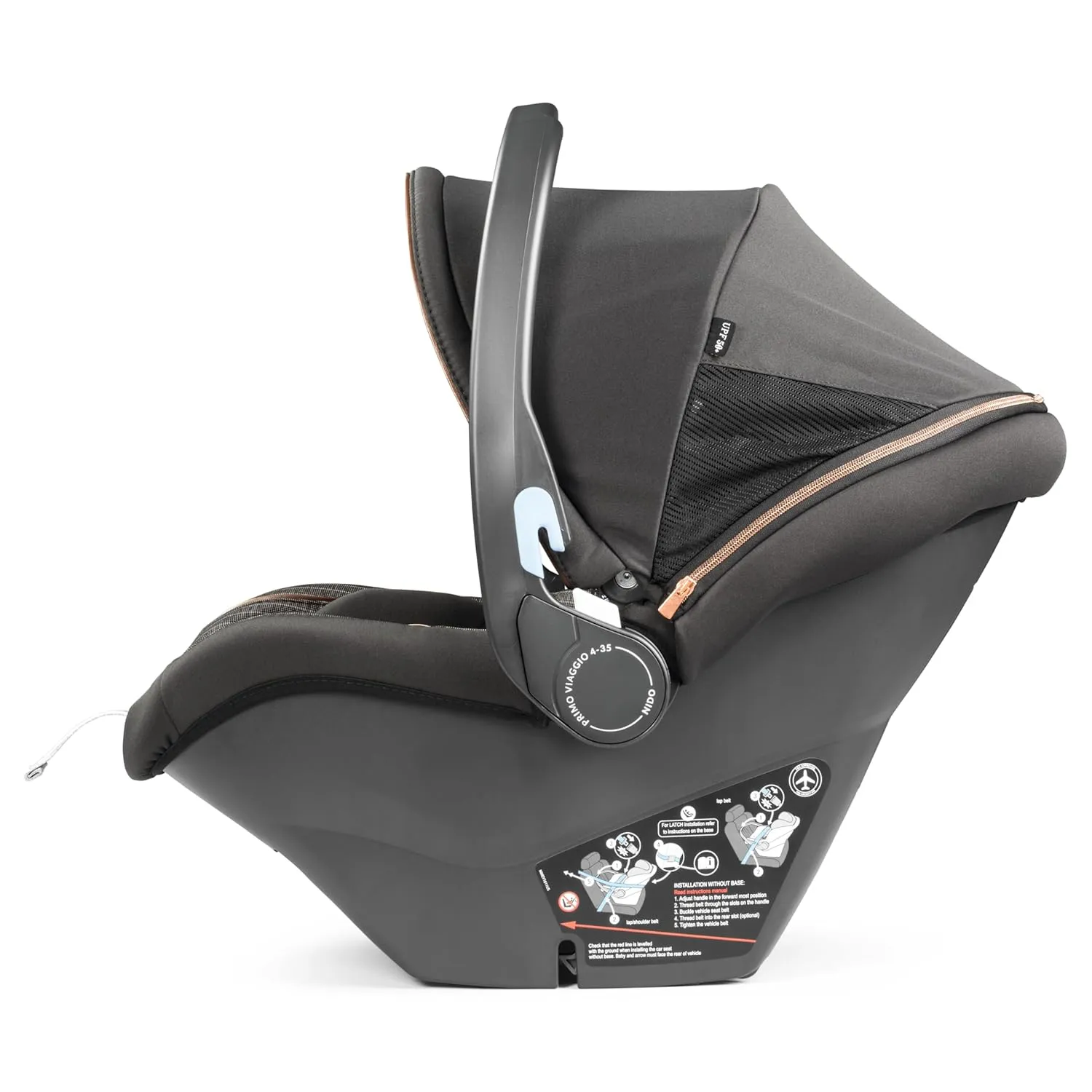 Peg Perego Primo Viaggio Nido - Rear Facing Infant Car Seat - Includes Base with Load Leg & Anti-Rebound Bar - for Babies 4 to 30 lbs - Made in Italy - Fiat 500 (Grey)