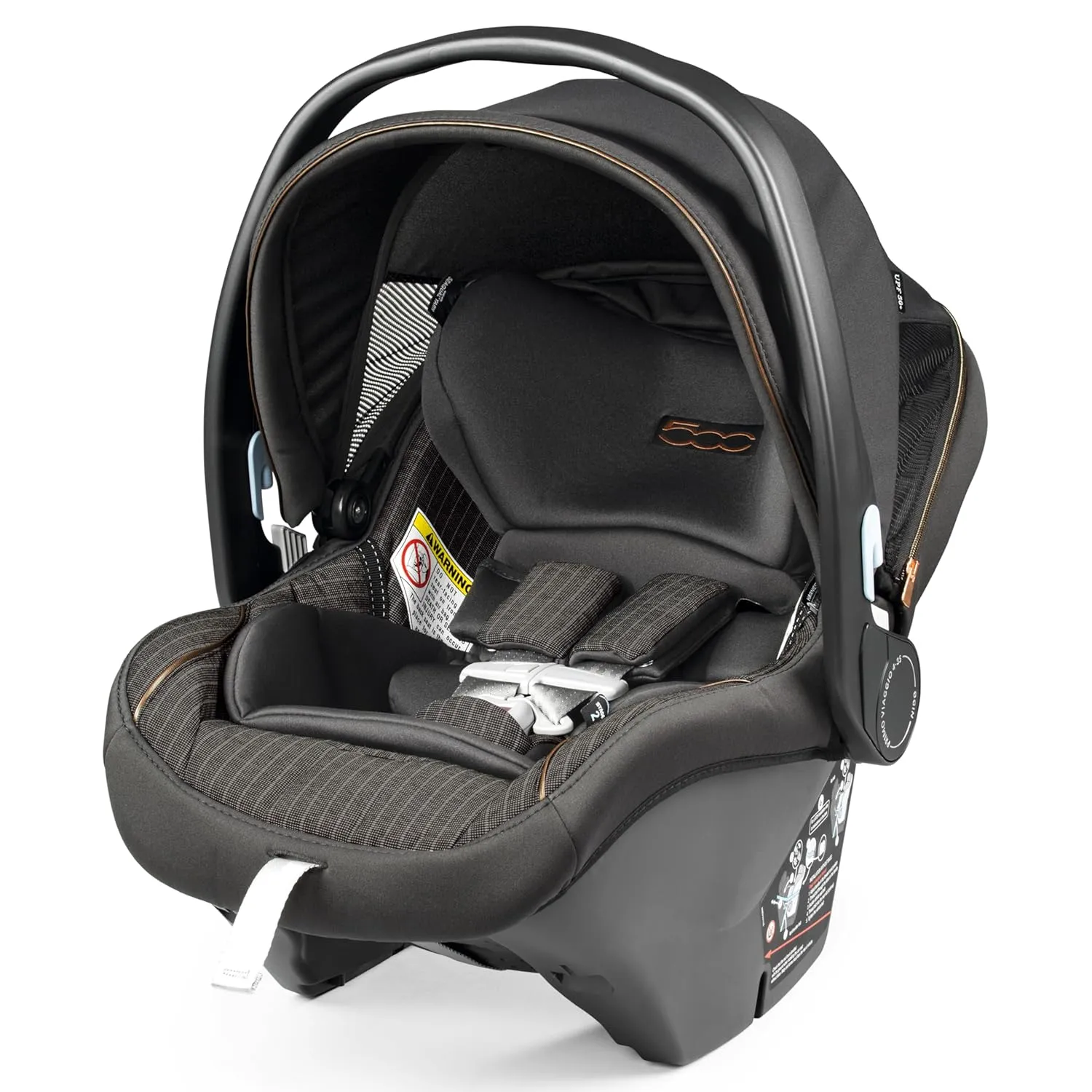 Peg Perego Primo Viaggio Nido - Rear Facing Infant Car Seat - Includes Base with Load Leg & Anti-Rebound Bar - for Babies 4 to 30 lbs - Made in Italy - Fiat 500 (Grey)