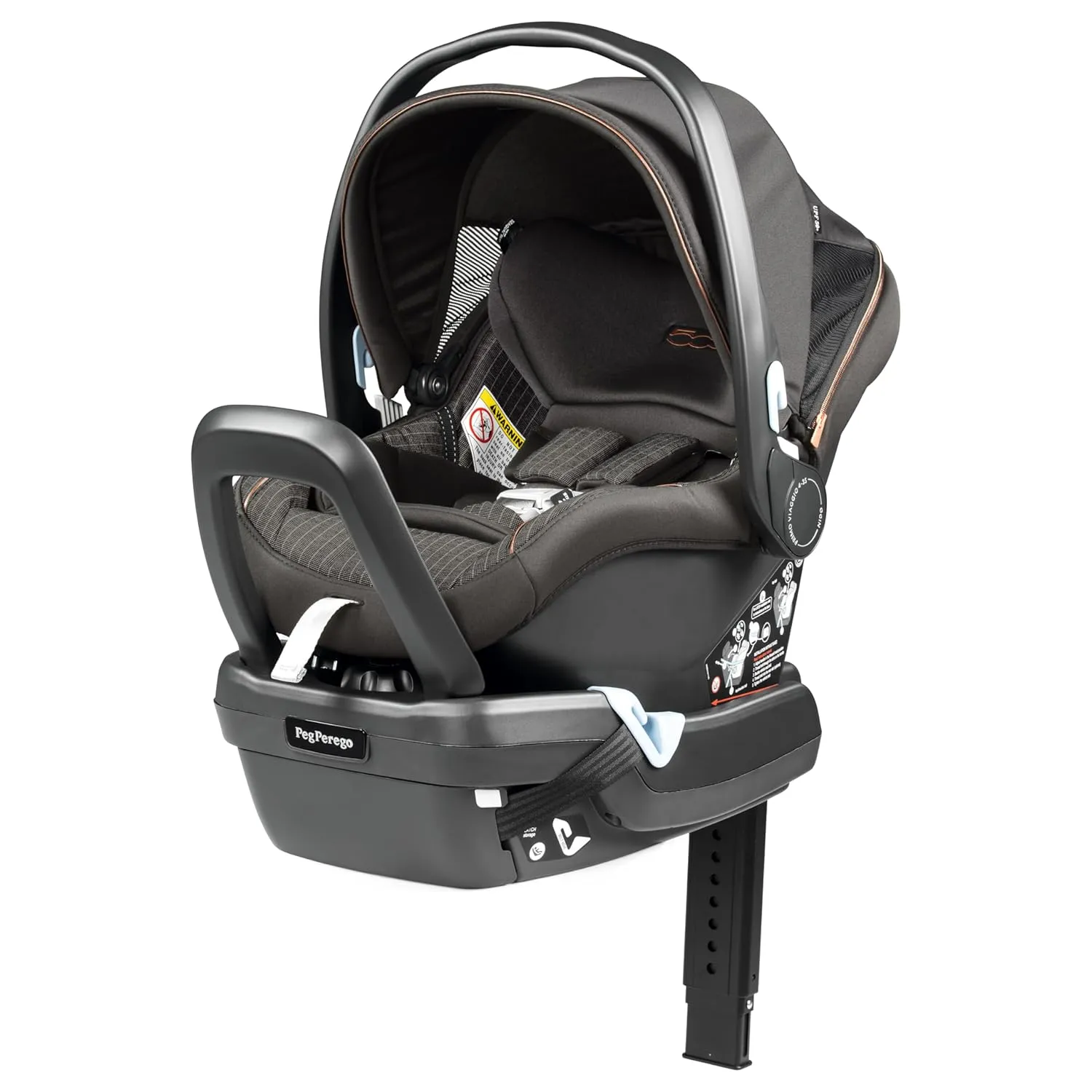 Peg Perego Primo Viaggio Nido - Rear Facing Infant Car Seat - Includes Base with Load Leg & Anti-Rebound Bar - for Babies 4 to 30 lbs - Made in Italy - Fiat 500 (Grey)