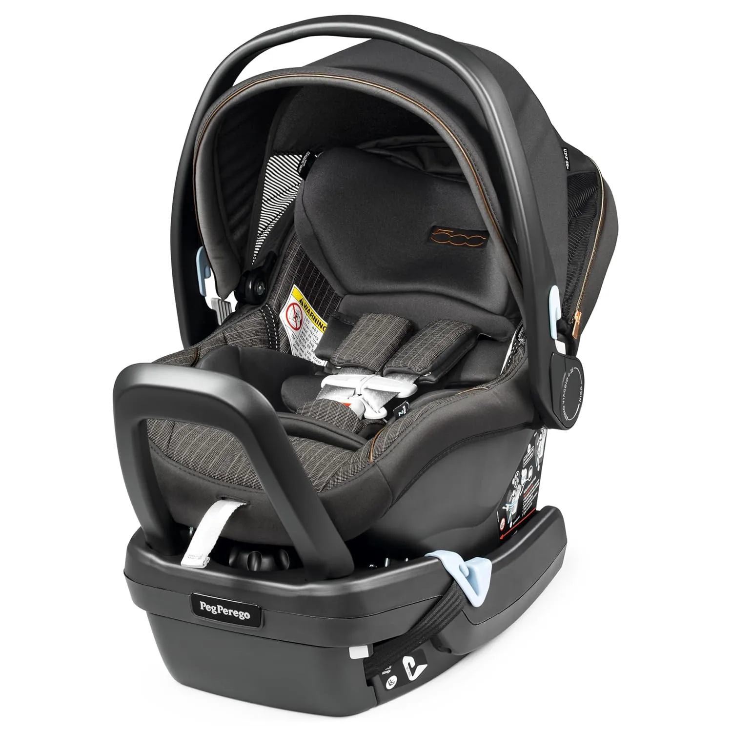 Peg Perego Primo Viaggio Nido - Rear Facing Infant Car Seat - Includes Base with Load Leg & Anti-Rebound Bar - for Babies 4 to 30 lbs - Made in Italy - Fiat 500 (Grey)