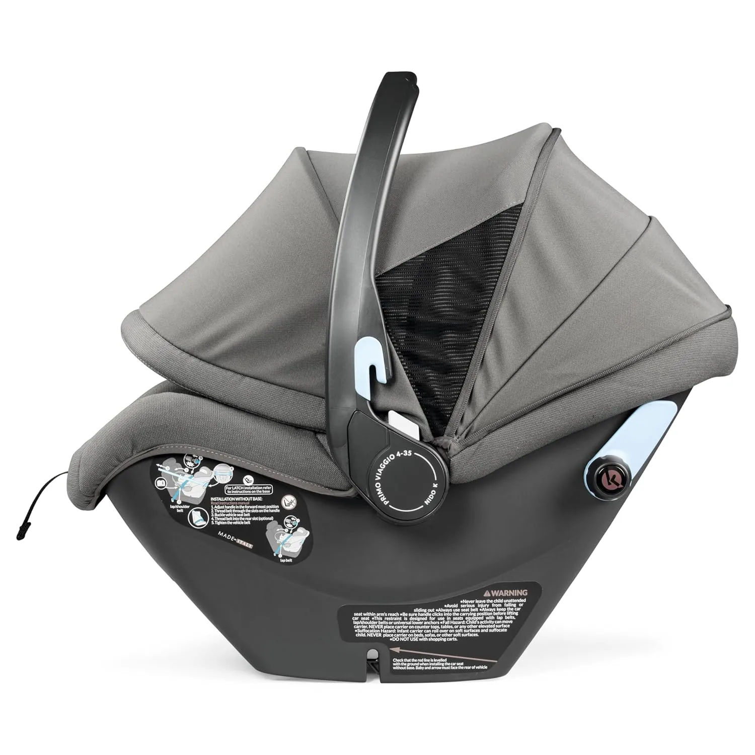 Peg Perego Primo Viaggio Nido - Rear Facing Infant Car Seat - Includes Base with Load Leg & Anti-Rebound Bar - for Babies 4 to 30 lbs - Made in Italy - Mercury