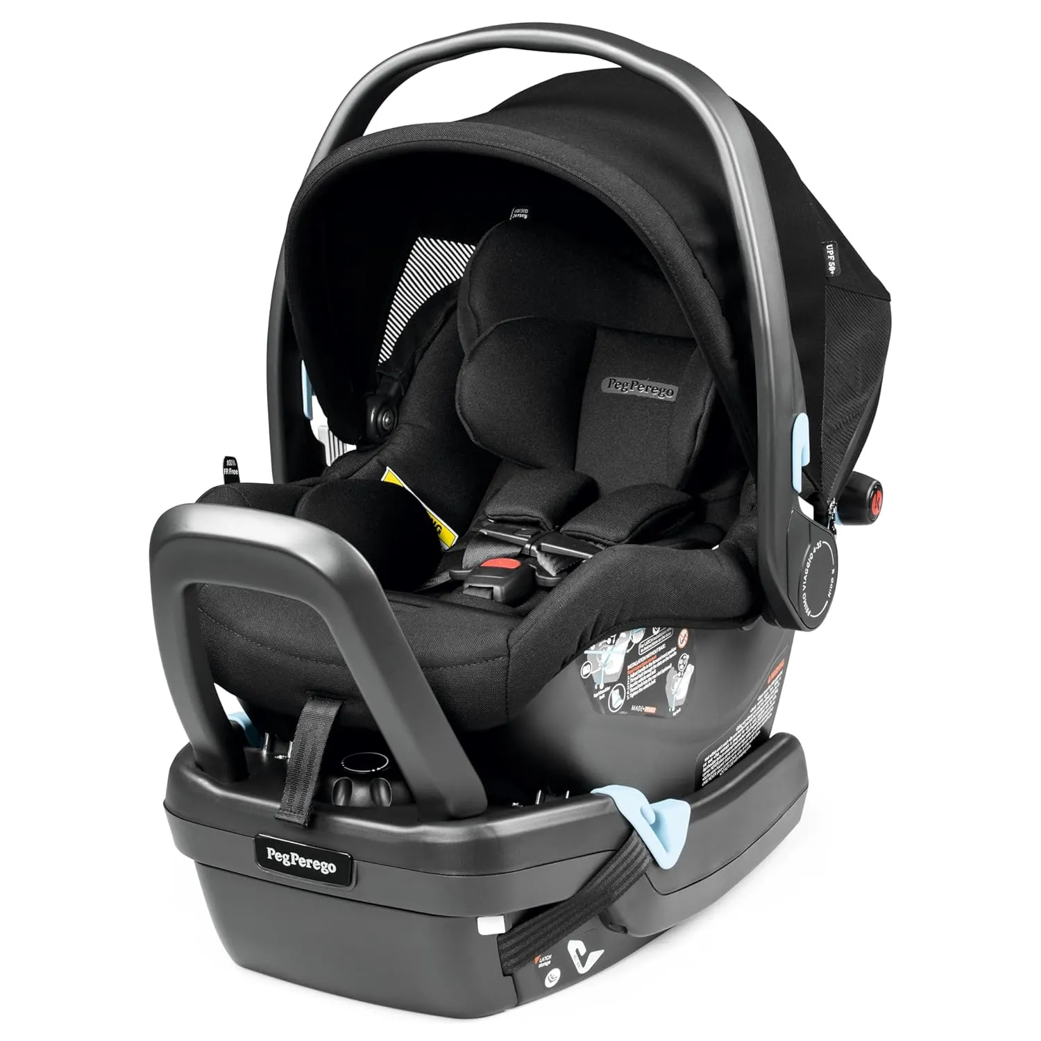 Peg Perego Primo Viaggio Nido - Rear Facing Infant Car Seat - Includes Base with Load Leg & Anti-Rebound Bar - for Babies 4 to 30 lbs - Made in Italy - True Black