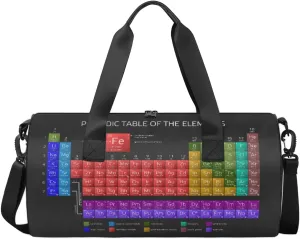 Periodic Table Of Elements Travel Duffel Bag Chemistry Sports Gym Bag Men Women Sports Travel Luggage Bag 17.6”×9”×9 “ Duffel Bag Weekend Overnight Gym Bag Nvenient For Carrying