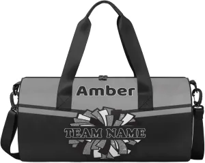 Personalized Cheer Bag for Women, Custom Name Overnight Duffel Bags Sport Gym Bag Travel Weekender Bag for Cheerleader Team Gifts, Black Gray