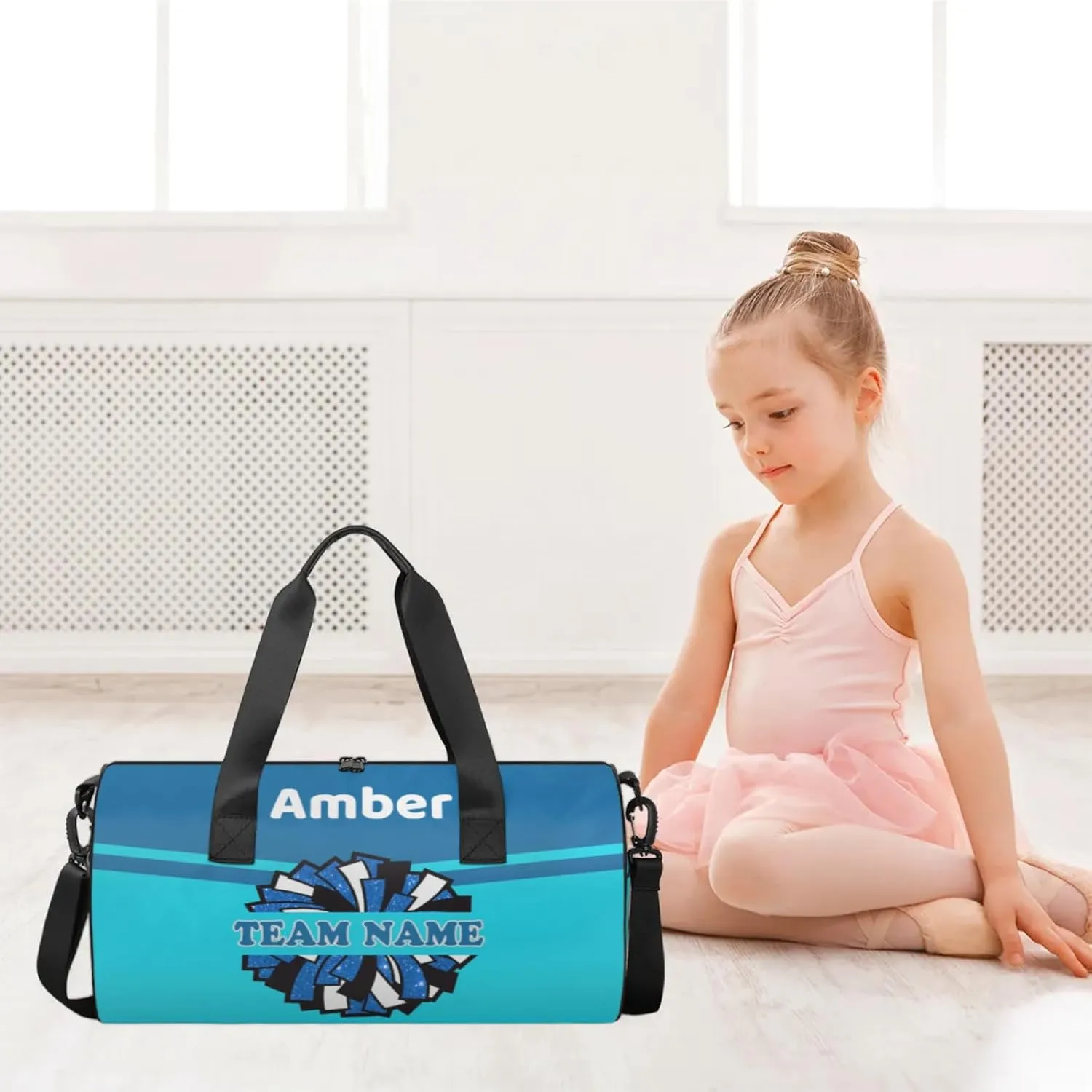 Personalized Cheer Bag for Women, Custom Name Overnight Duffel Bags Sport Gym Bag Travel Weekender Bag for Cheerleader Team Gifts, Blue Navy