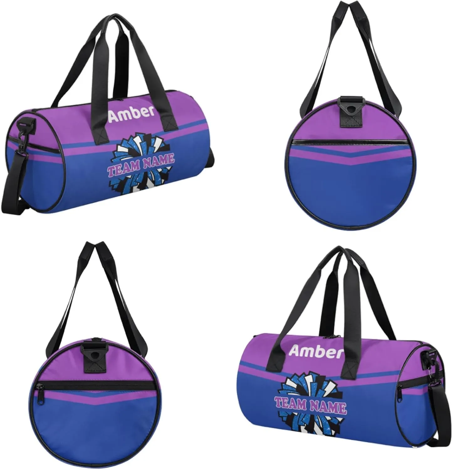 Personalized Cheer Bag for Women, Custom Name Overnight Duffel Bags Sport Gym Bag Travel Weekender Bag for Cheerleader Team Gifts, Blue Purple