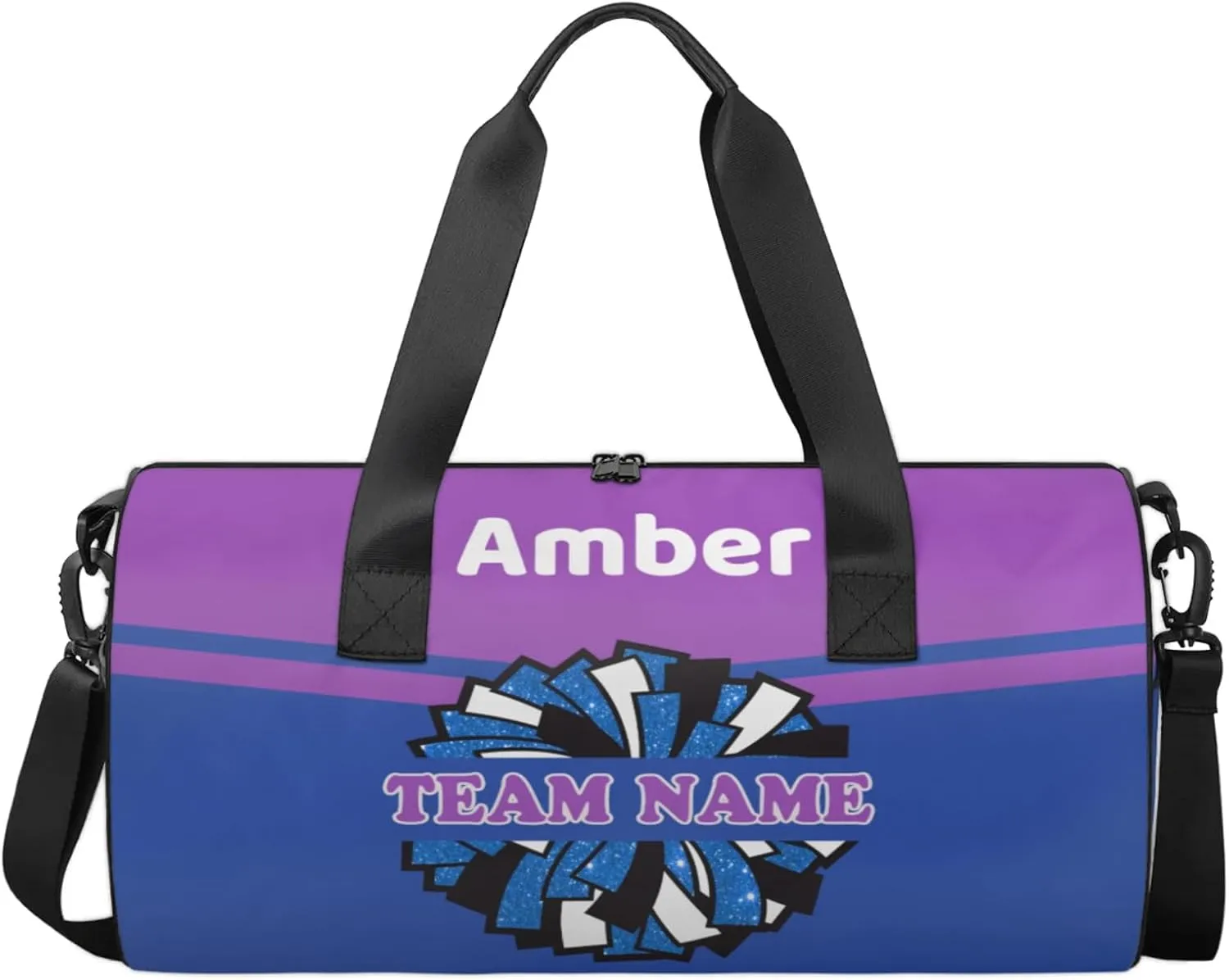 Personalized Cheer Bag for Women, Custom Name Overnight Duffel Bags Sport Gym Bag Travel Weekender Bag for Cheerleader Team Gifts, Blue Purple