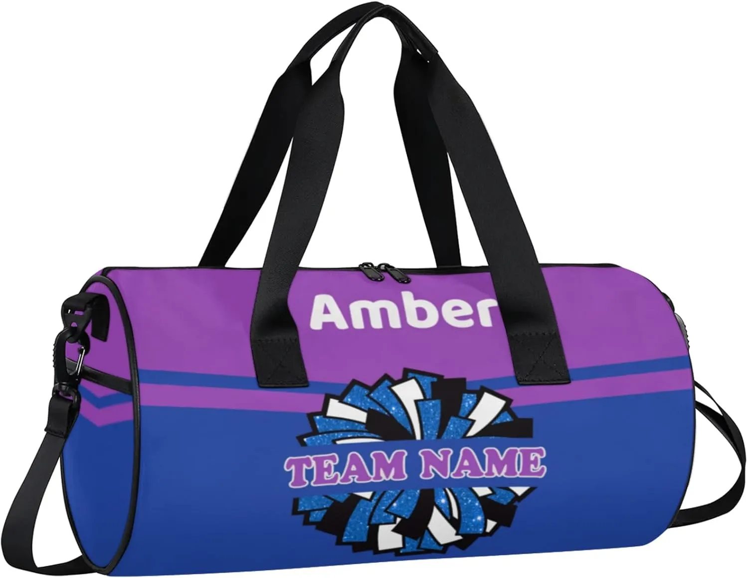 Personalized Cheer Bag for Women, Custom Name Overnight Duffel Bags Sport Gym Bag Travel Weekender Bag for Cheerleader Team Gifts, Blue Purple