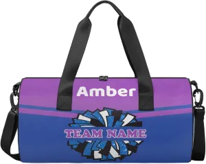 Personalized Cheer Bag for Women, Custom Name Overnight Duffel Bags Sport Gym Bag Travel Weekender Bag for Cheerleader Team Gifts, Blue Purple