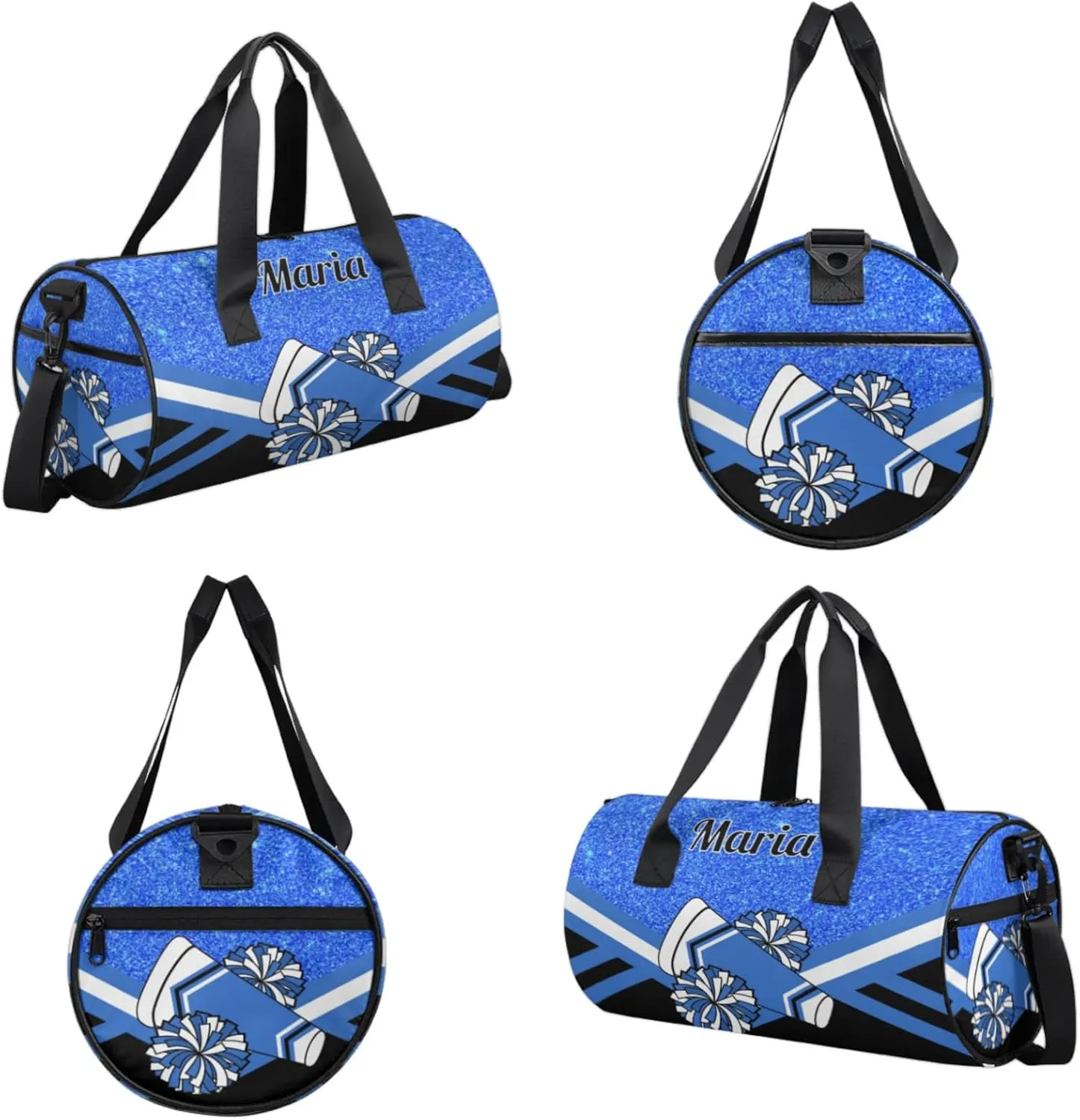 Personalized Cheer Bag for Women, Custom Overnight Duffel Bags Sport Gym Bag Travel Weekender Bag for Cheerleader Team Gifts, Blue Glitter