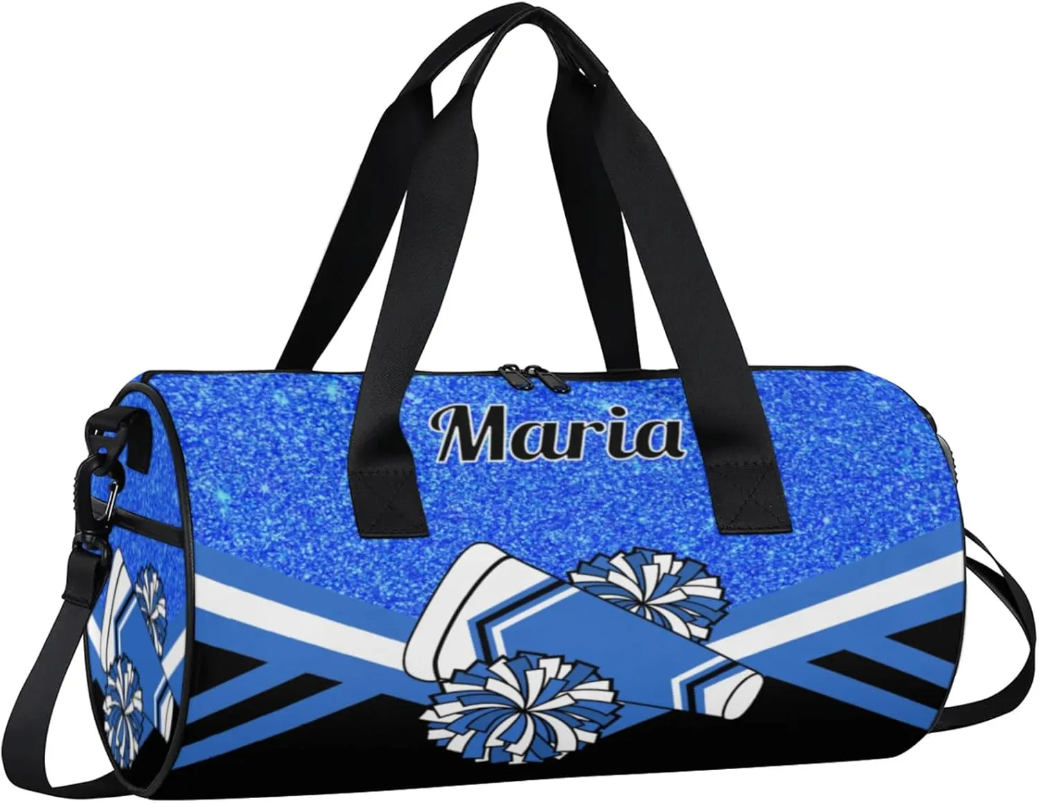 Personalized Cheer Bag for Women, Custom Overnight Duffel Bags Sport Gym Bag Travel Weekender Bag for Cheerleader Team Gifts, Blue Glitter