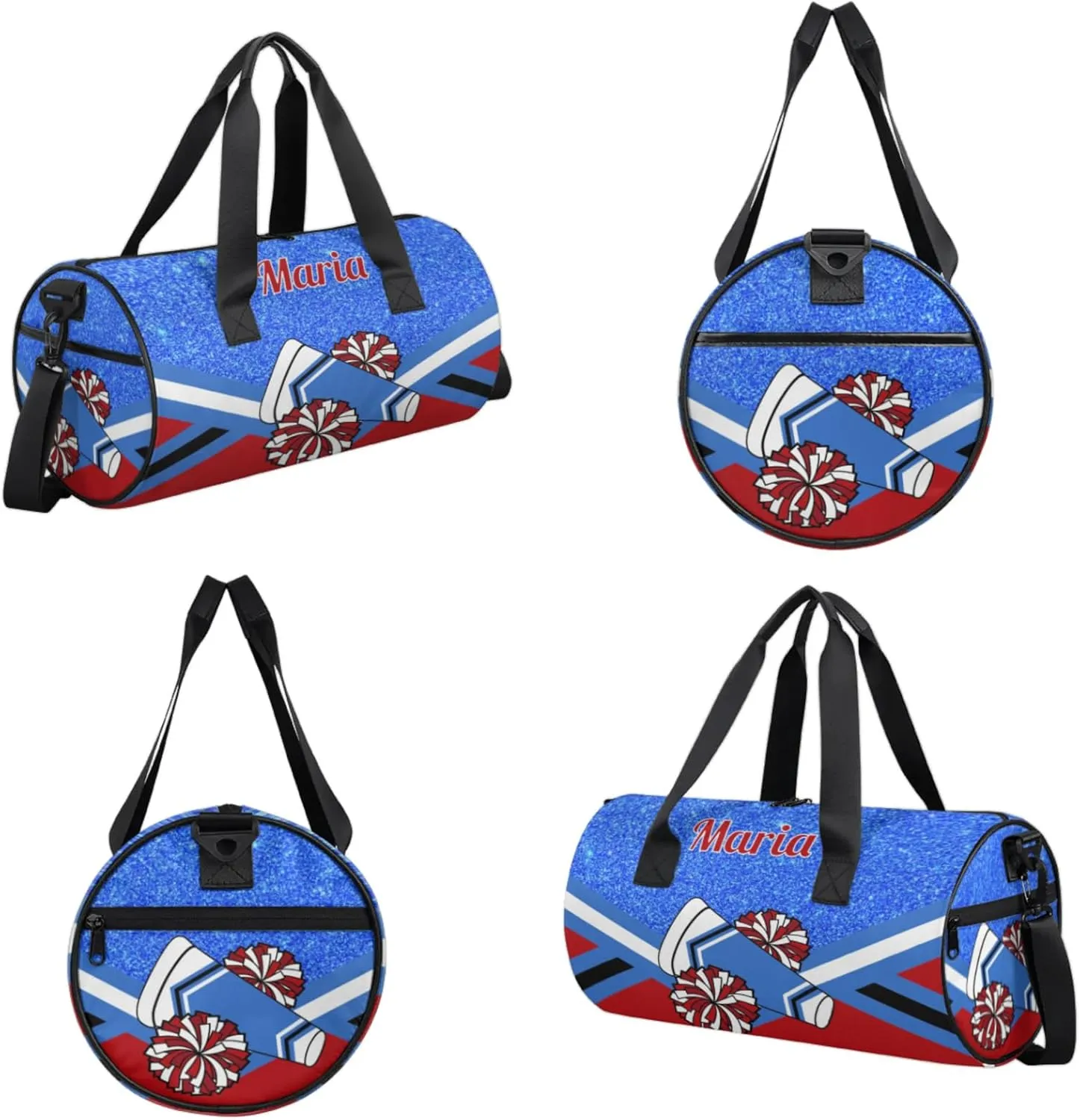 Personalized Cheer Bag for Women, Custom Overnight Duffel Bags Sport Gym Bag Travel Weekender Bag for Cheerleader Team Gifts, Blue Red
