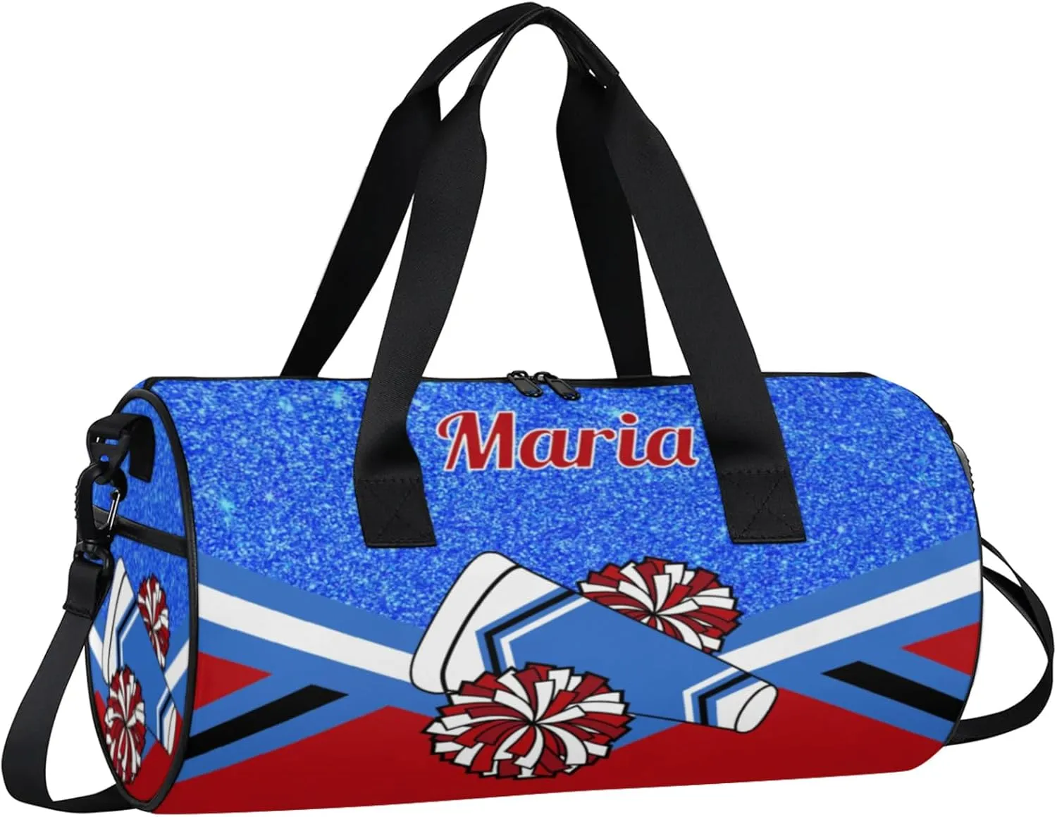Personalized Cheer Bag for Women, Custom Overnight Duffel Bags Sport Gym Bag Travel Weekender Bag for Cheerleader Team Gifts, Blue Red