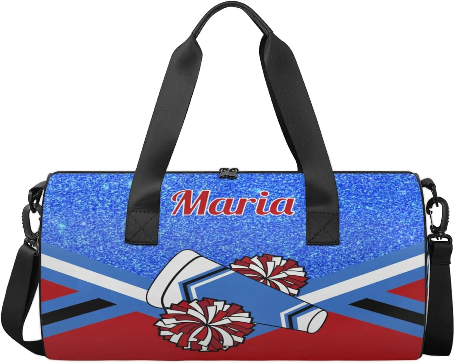 Personalized Cheer Bag for Women, Custom Overnight Duffel Bags Sport Gym Bag Travel Weekender Bag for Cheerleader Team Gifts, Blue Red