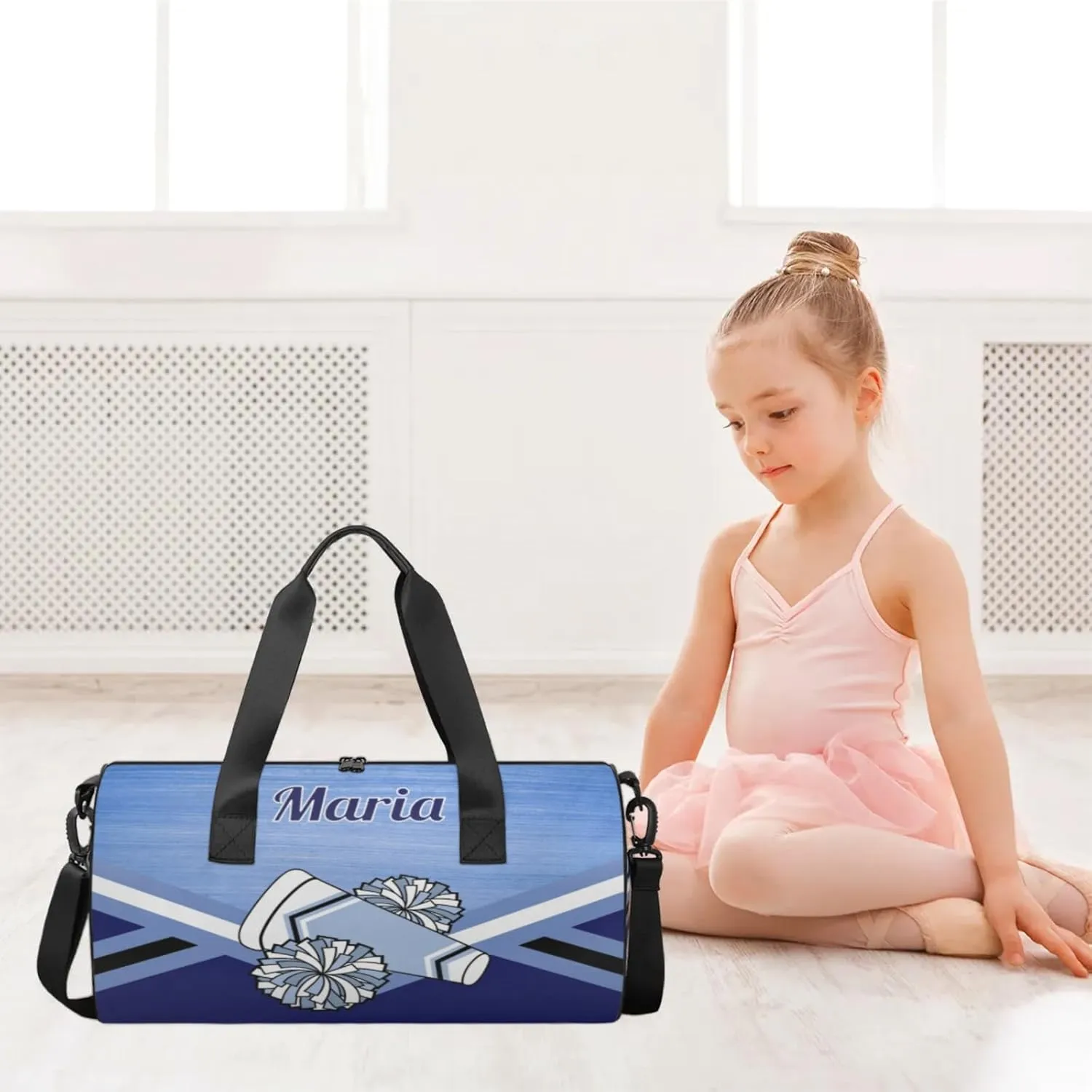 Personalized Cheer Bag for Women, Custom Overnight Duffel Bags Sport Gym Bag Travel Weekender Bag for Cheerleader Team Gifts, Blue