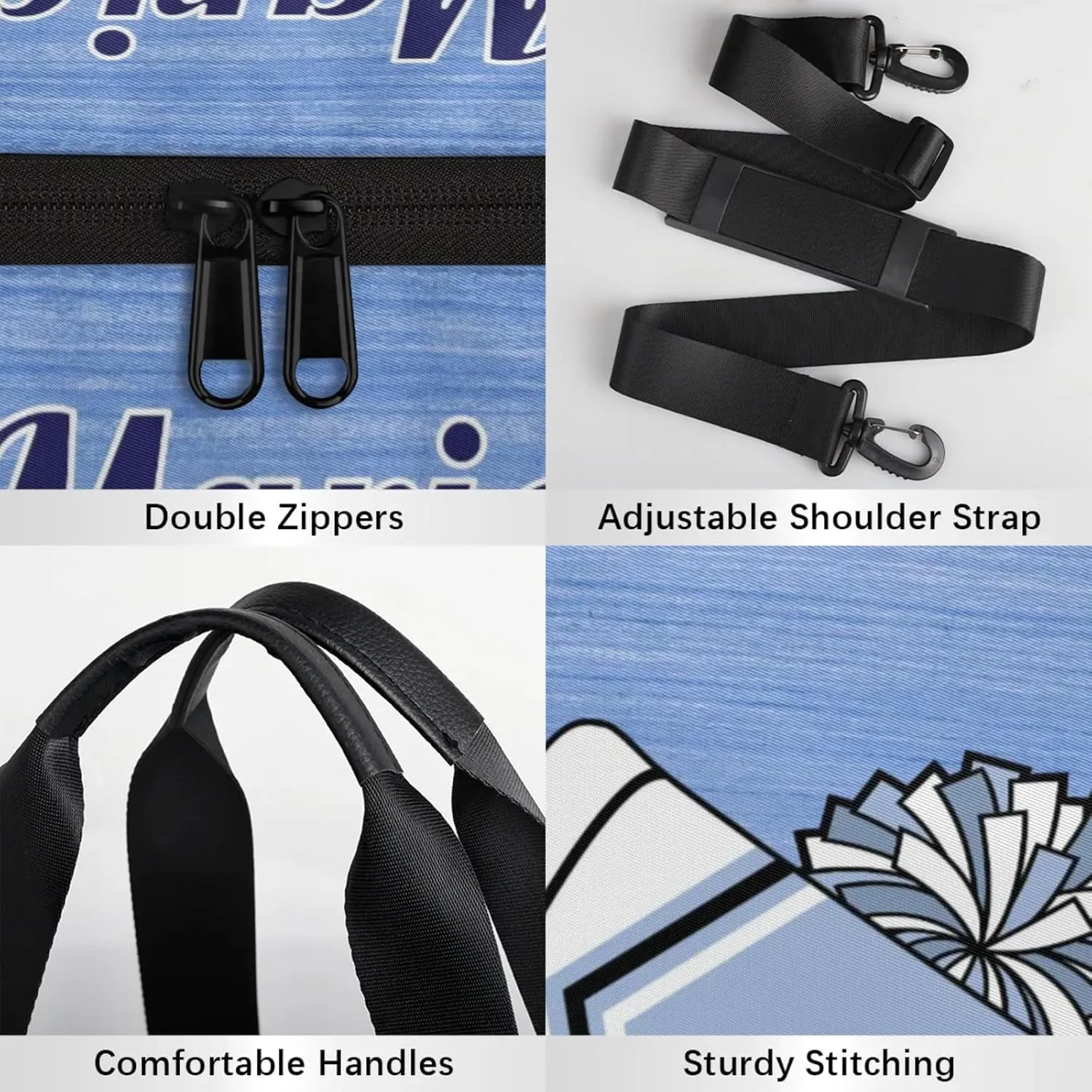 Personalized Cheer Bag for Women, Custom Overnight Duffel Bags Sport Gym Bag Travel Weekender Bag for Cheerleader Team Gifts, Blue