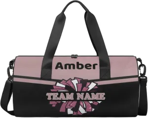 Personalized Cheer Bag with Name, Custom Overnight Duffel Bags Sport Gym Bag Travel Weekender Bag for Cheerleader Team Gifts, Black Light Purple