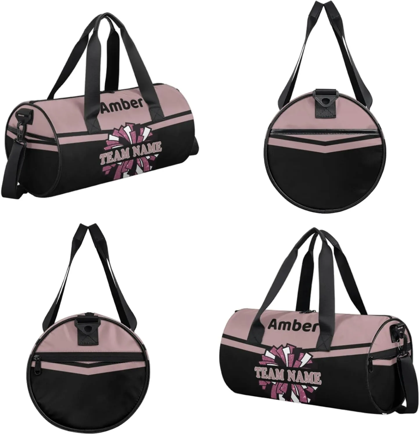 Personalized Cheer Bag with Name, Custom Overnight Duffel Bags Sport Gym Bag Travel Weekender Bag for Cheerleader Team Gifts, Black Light Purple