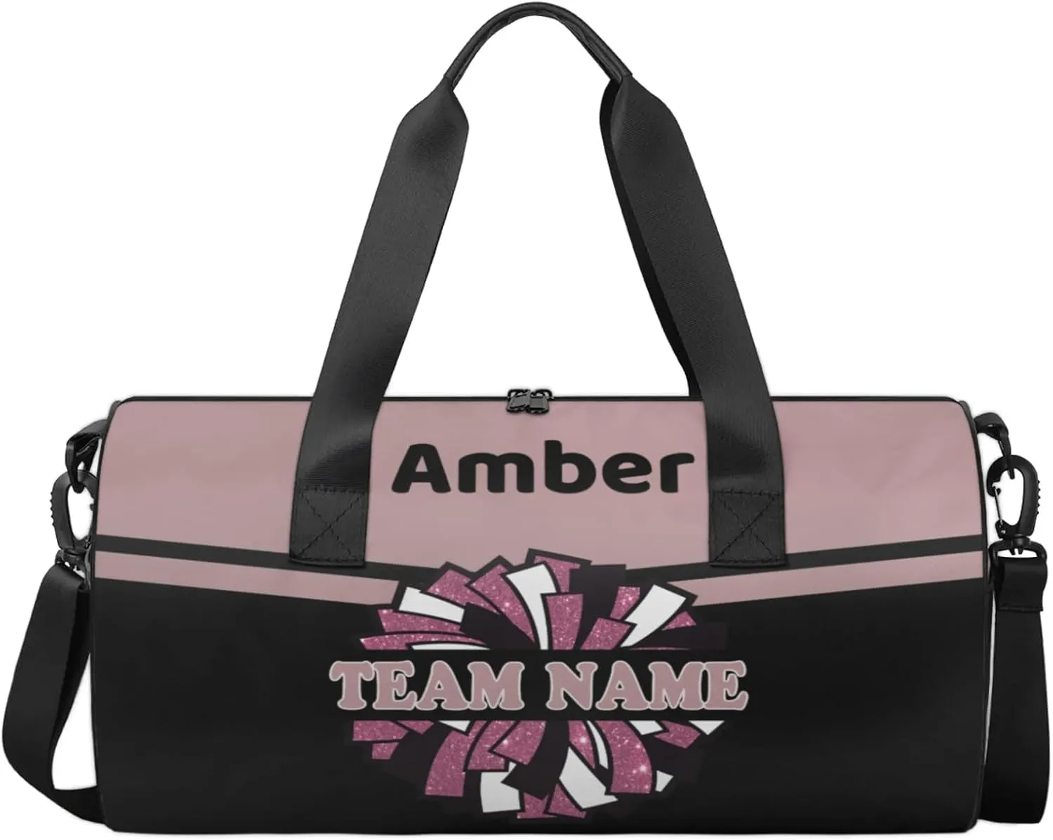 Personalized Cheer Bag with Name, Custom Overnight Duffel Bags Sport Gym Bag Travel Weekender Bag for Cheerleader Team Gifts, Black Light Purple