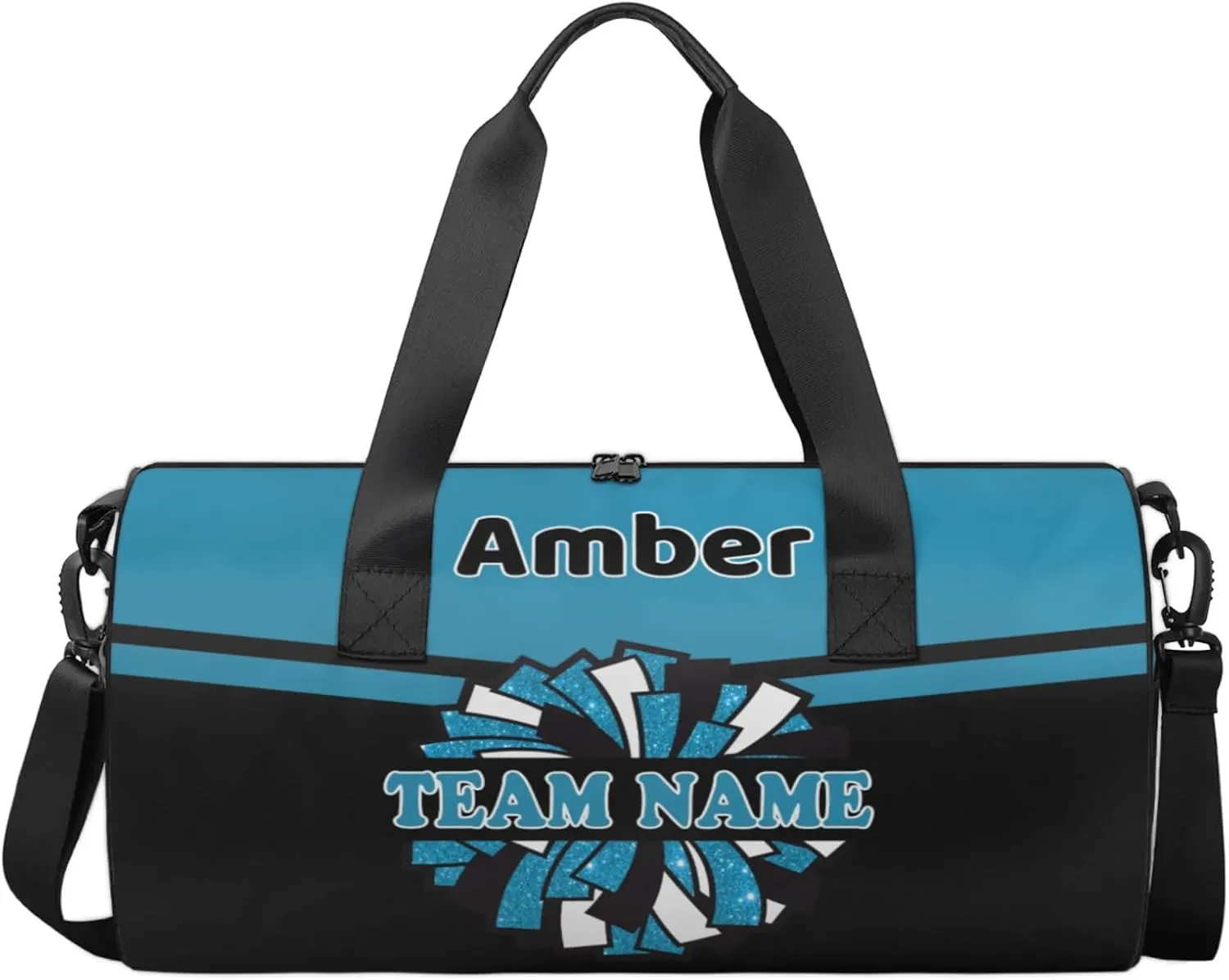 Personalized Cheer Bag with Name, Custom Overnight Duffel Bags Sport Gym Bag Travel Weekender Bag for Cheerleader Team Gifts, Blue