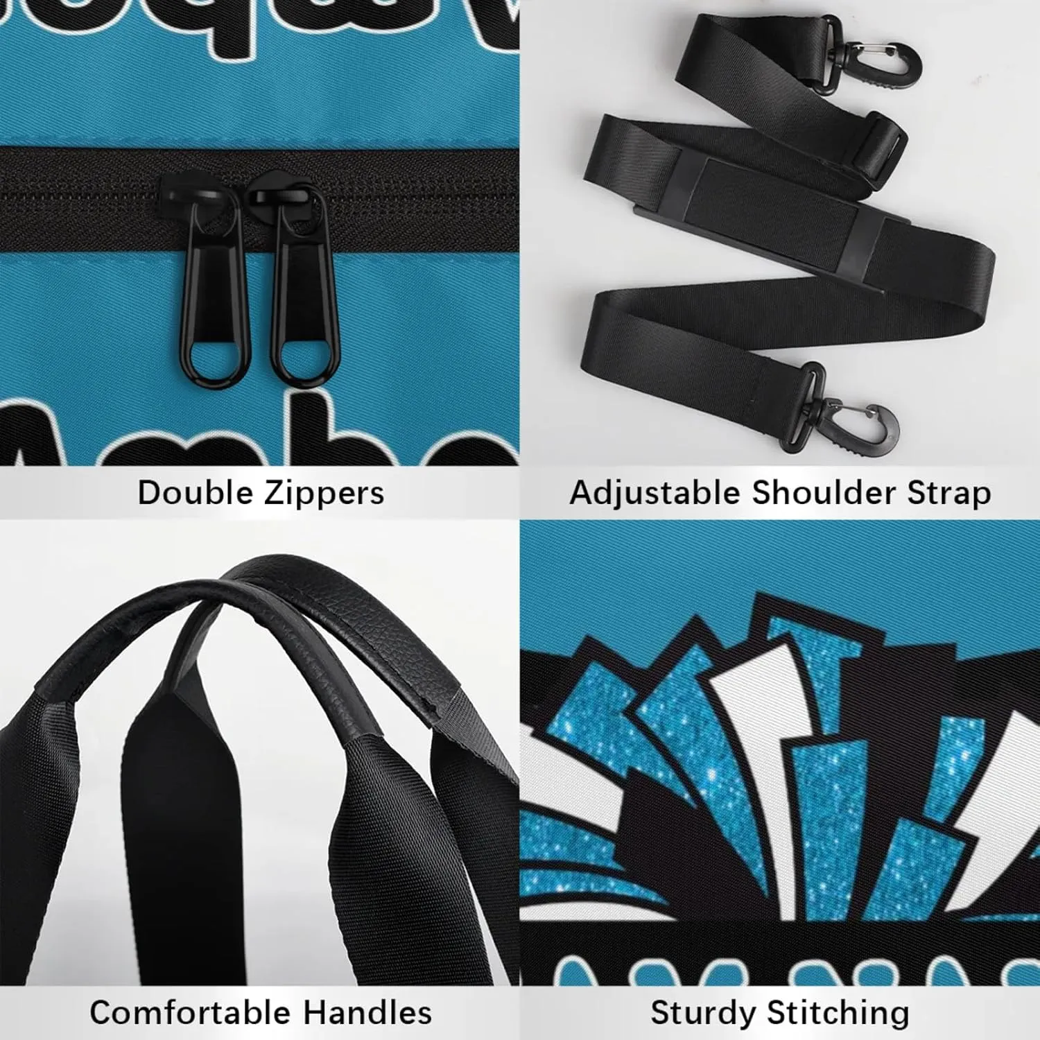 Personalized Cheer Bag with Name, Custom Overnight Duffel Bags Sport Gym Bag Travel Weekender Bag for Cheerleader Team Gifts, Blue