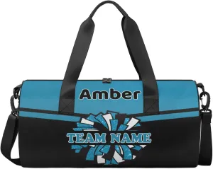 Personalized Cheer Bag with Name, Custom Overnight Duffel Bags Sport Gym Bag Travel Weekender Bag for Cheerleader Team Gifts, Blue