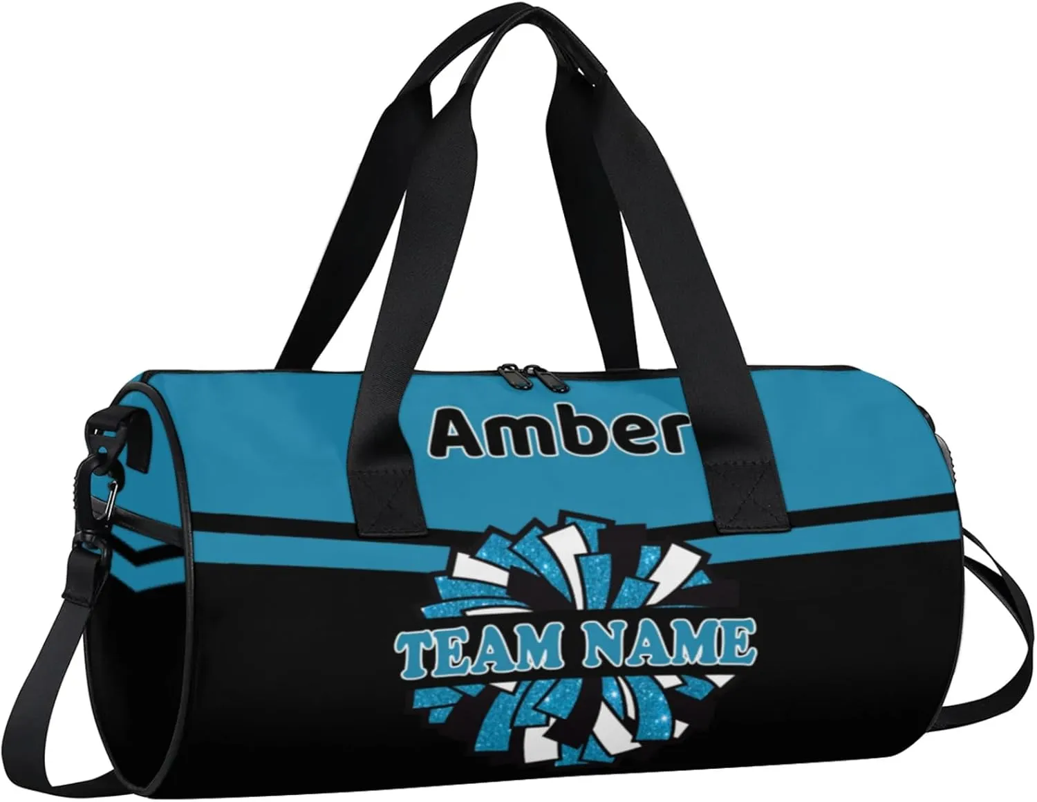 Personalized Cheer Bag with Name, Custom Overnight Duffel Bags Sport Gym Bag Travel Weekender Bag for Cheerleader Team Gifts, Blue
