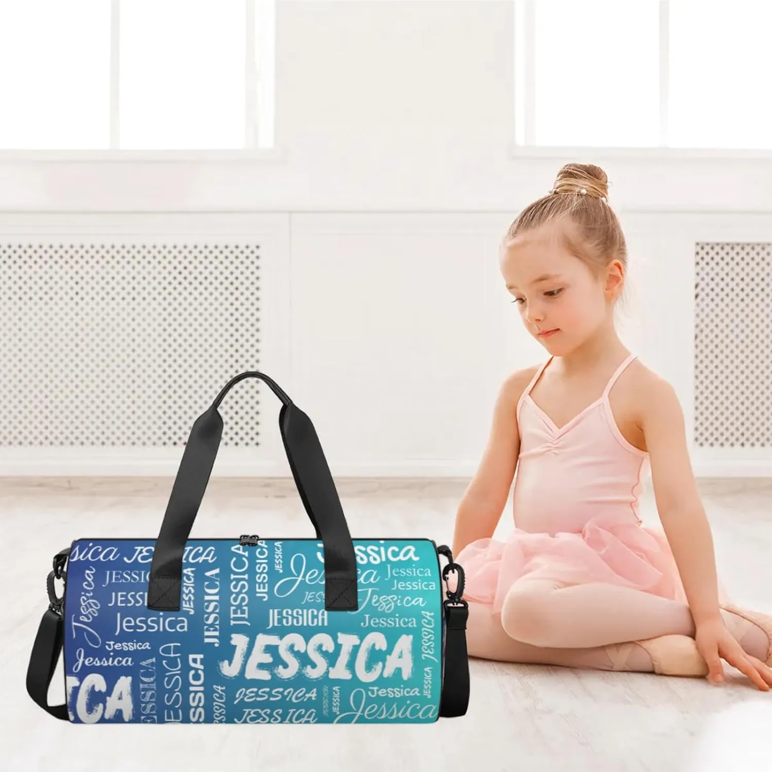 Personalized Sport Gym Bag with Name, Custom Overnight Duffel Bags Travel Weekender Bag for Women Men Gifts, Blue