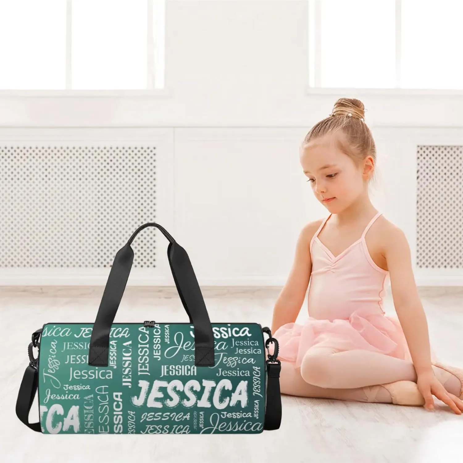 Personalized Sport Gym Bag with Name, Custom Overnight Duffel Bags Travel Weekender Bag for Women Men Gifts, Dark Green Blue