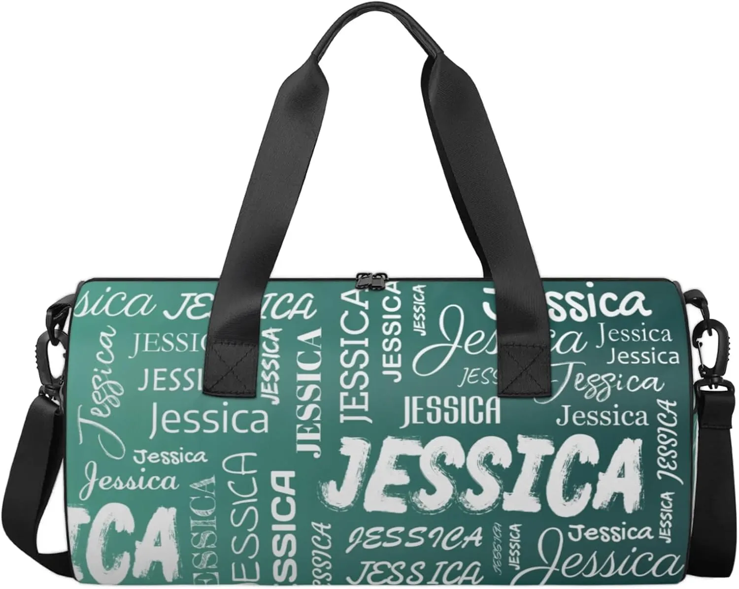 Personalized Sport Gym Bag with Name, Custom Overnight Duffel Bags Travel Weekender Bag for Women Men Gifts, Dark Green Blue