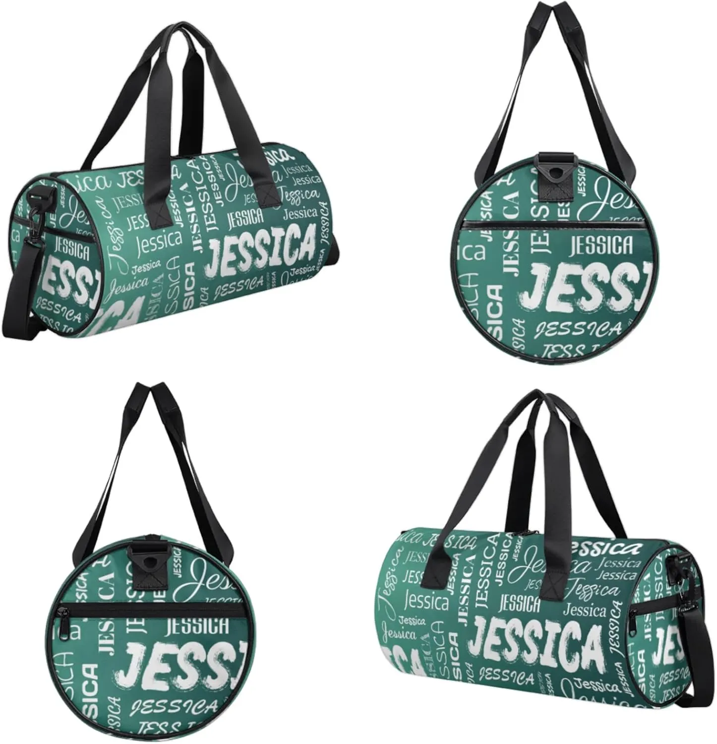 Personalized Sport Gym Bag with Name, Custom Overnight Duffel Bags Travel Weekender Bag for Women Men Gifts, Dark Green Blue