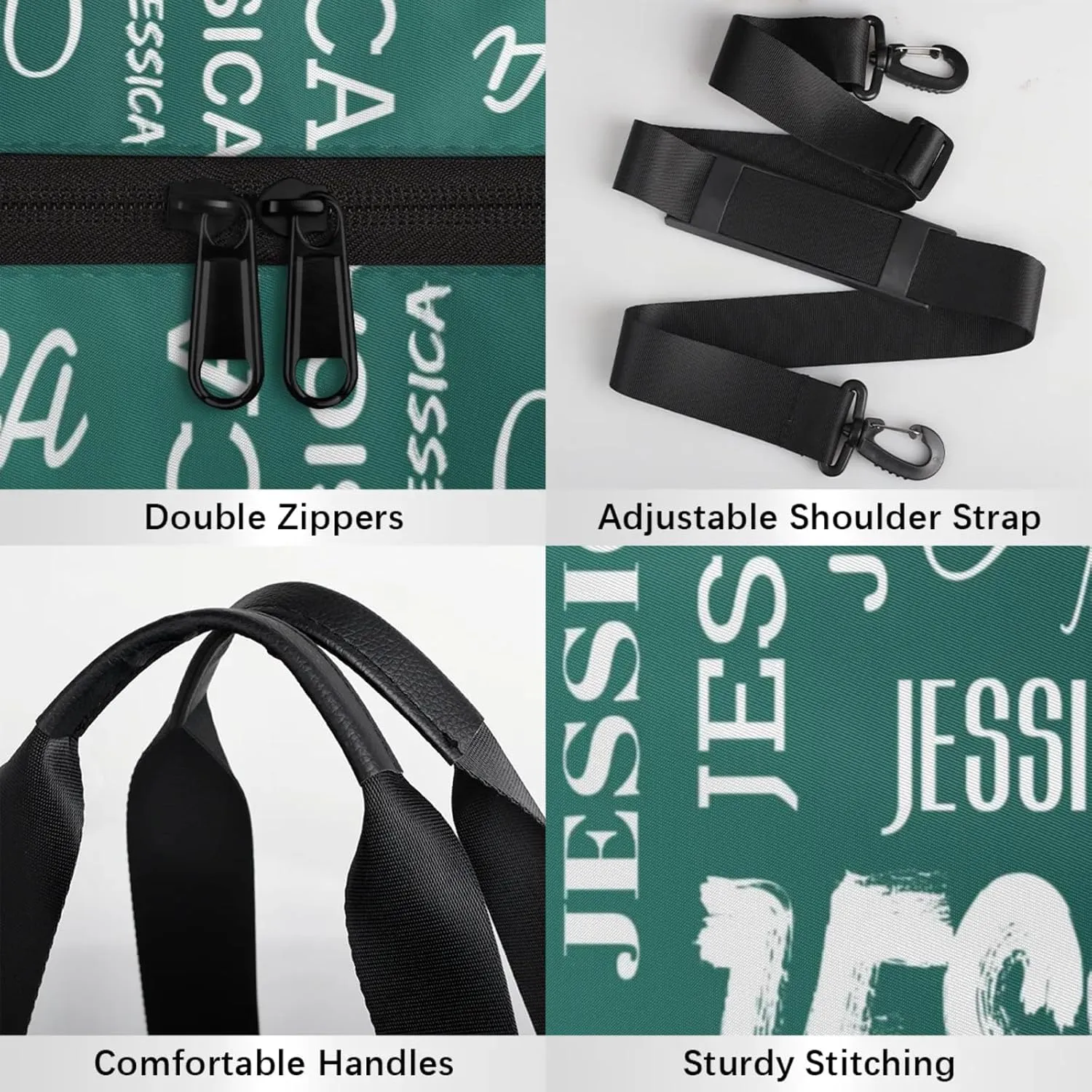 Personalized Sport Gym Bag with Name, Custom Overnight Duffel Bags Travel Weekender Bag for Women Men Gifts, Dark Green Blue