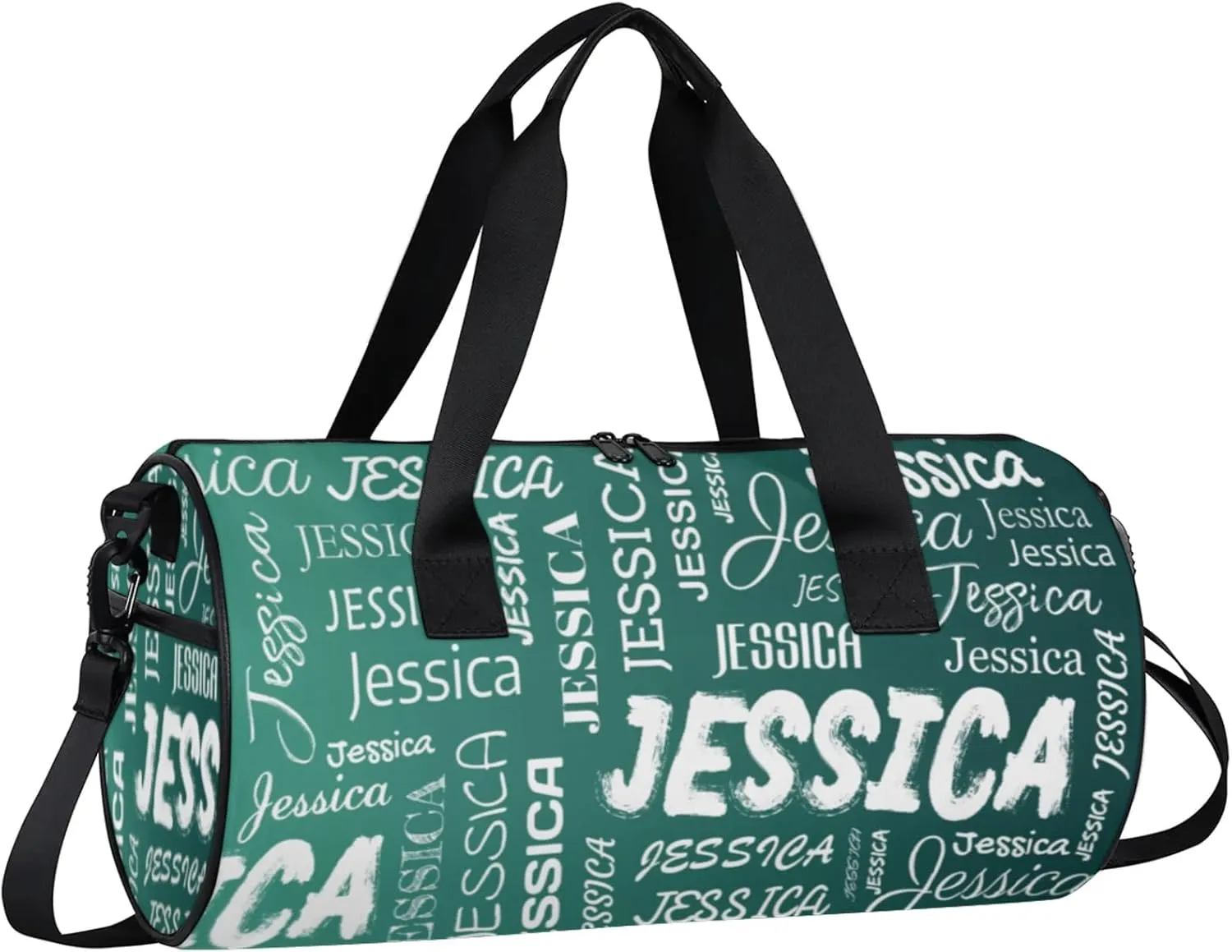 Personalized Sport Gym Bag with Name, Custom Overnight Duffel Bags Travel Weekender Bag for Women Men Gifts, Dark Green Blue