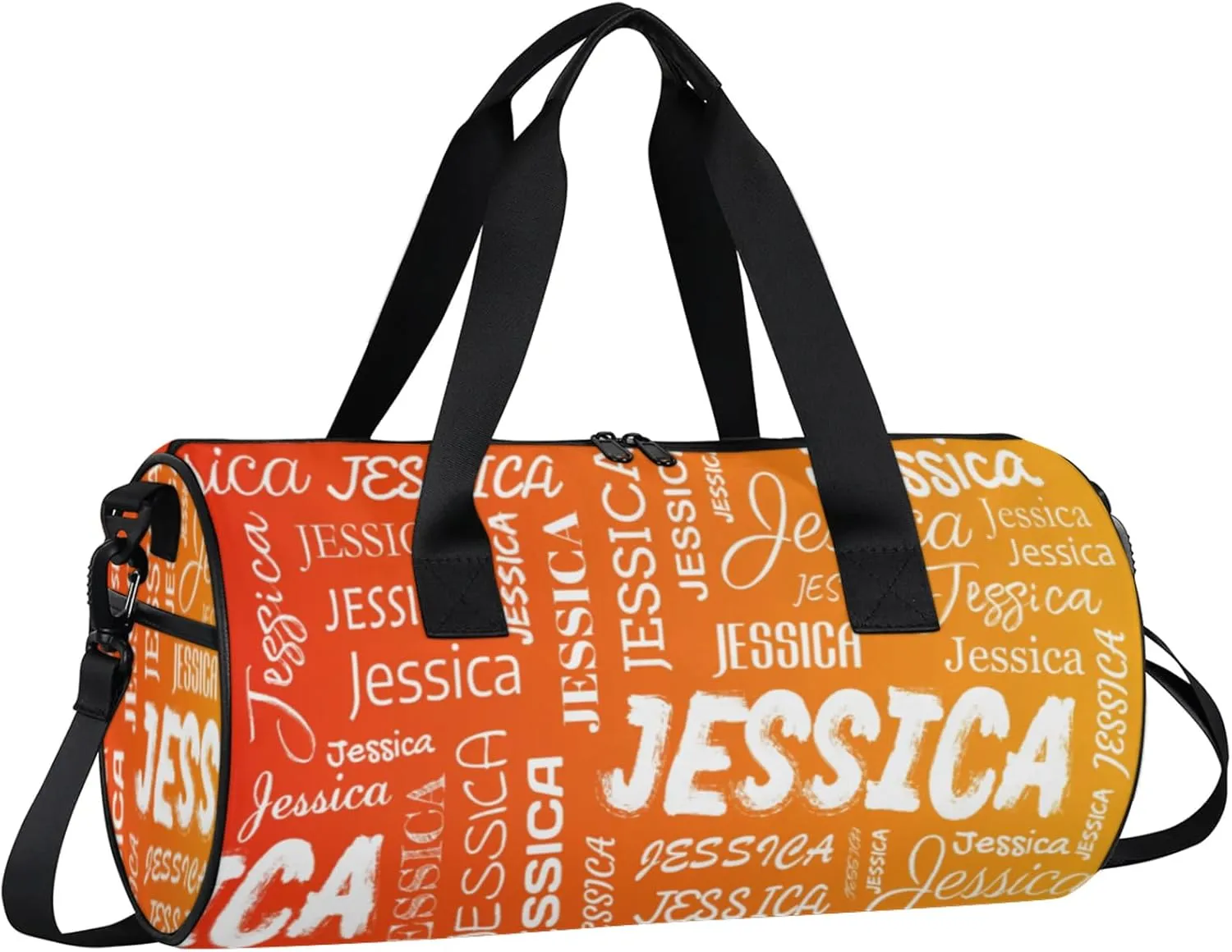 Personalized Sport Gym Bag with Name, Custom Overnight Duffel Bags Travel Weekender Bag for Women Men Gifts, Light Orange