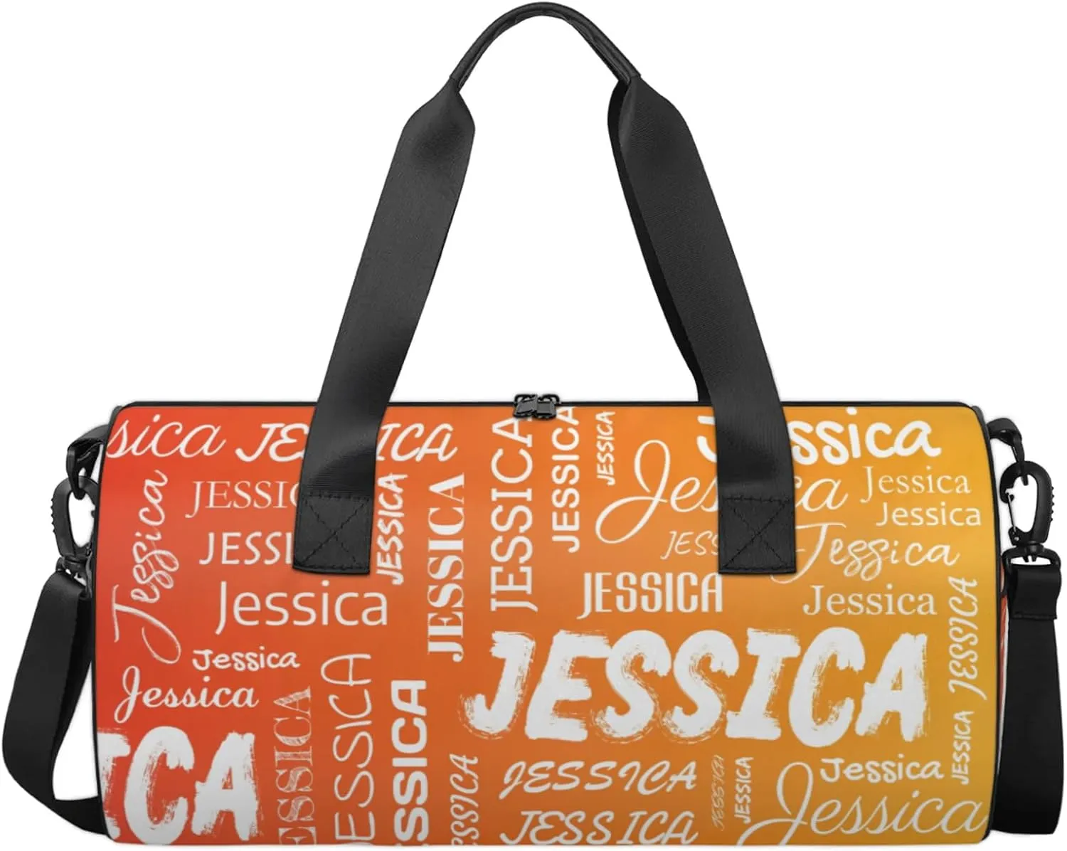 Personalized Sport Gym Bag with Name, Custom Overnight Duffel Bags Travel Weekender Bag for Women Men Gifts, Light Orange