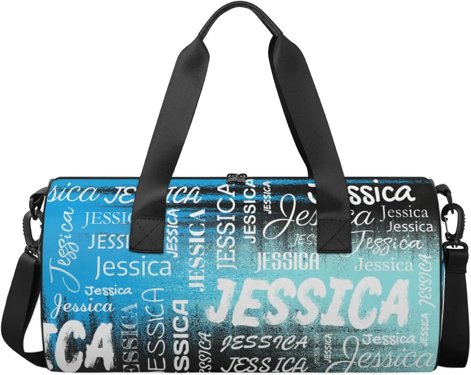 Personalized Sport Gym Bag with Name, Custom Overnight Duffel Bags Travel Weekender Bag for Women Men Team Gifts, Blue