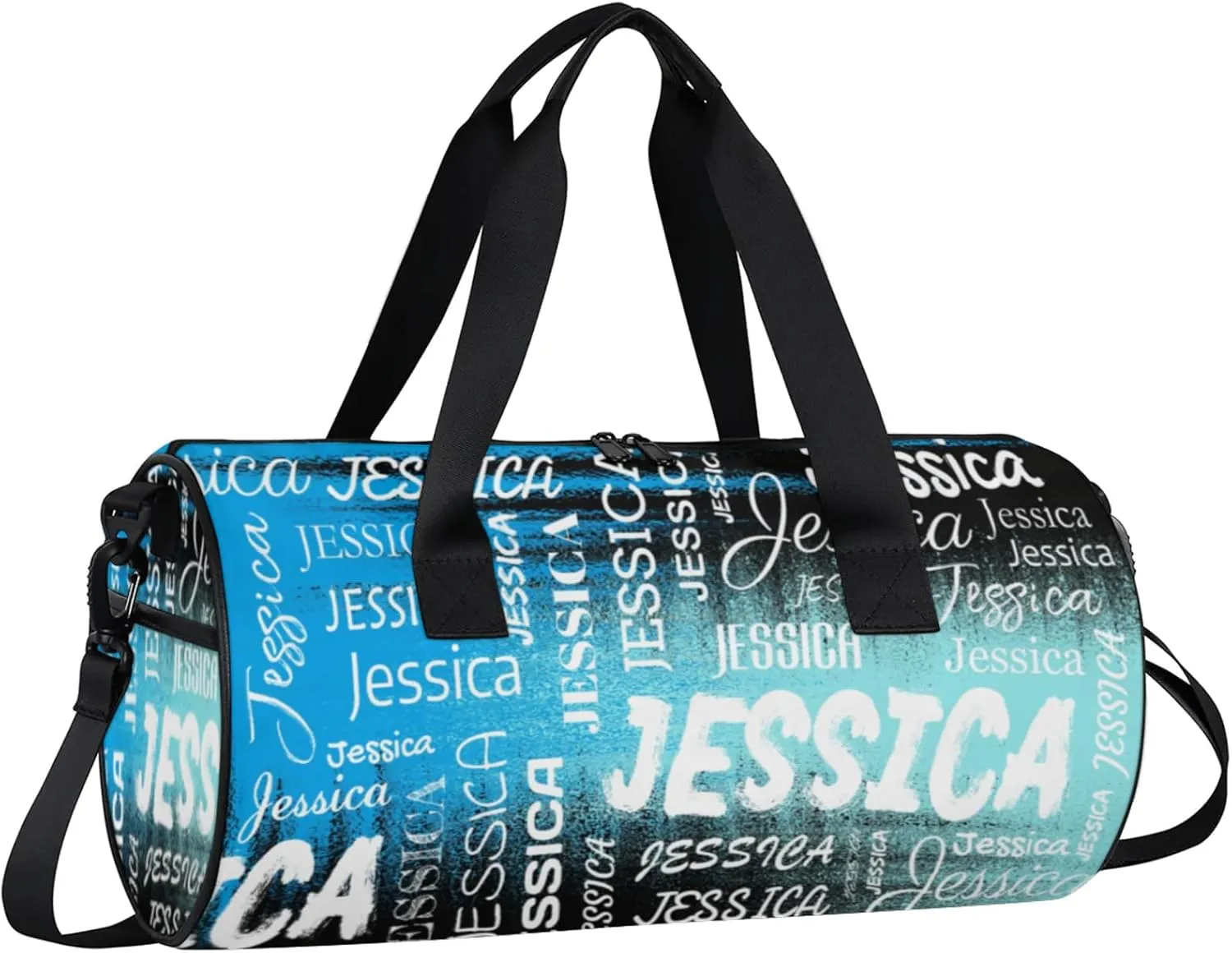 Personalized Sport Gym Bag with Name, Custom Overnight Duffel Bags Travel Weekender Bag for Women Men Team Gifts, Blue