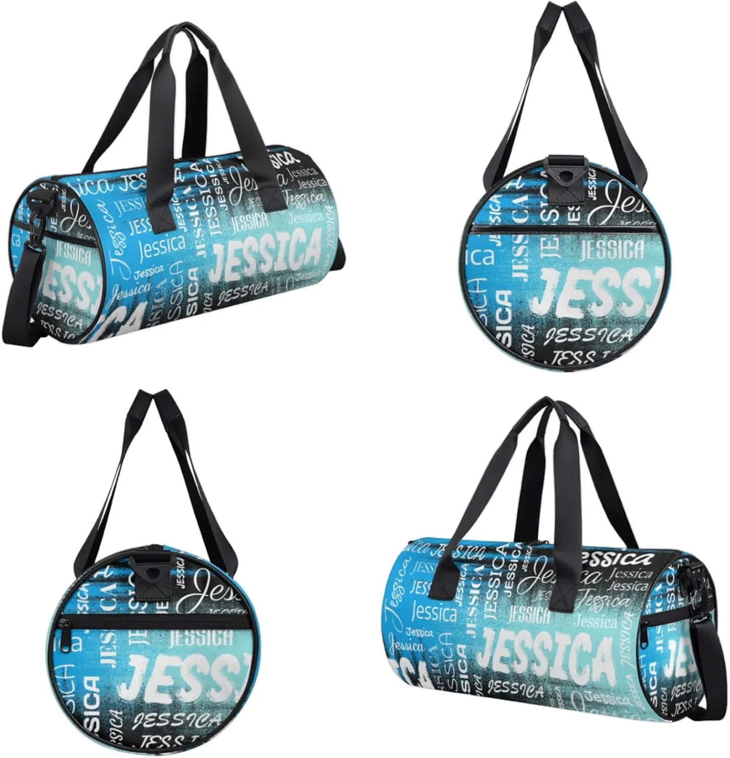 Personalized Sport Gym Bag with Name, Custom Overnight Duffel Bags Travel Weekender Bag for Women Men Team Gifts, Blue