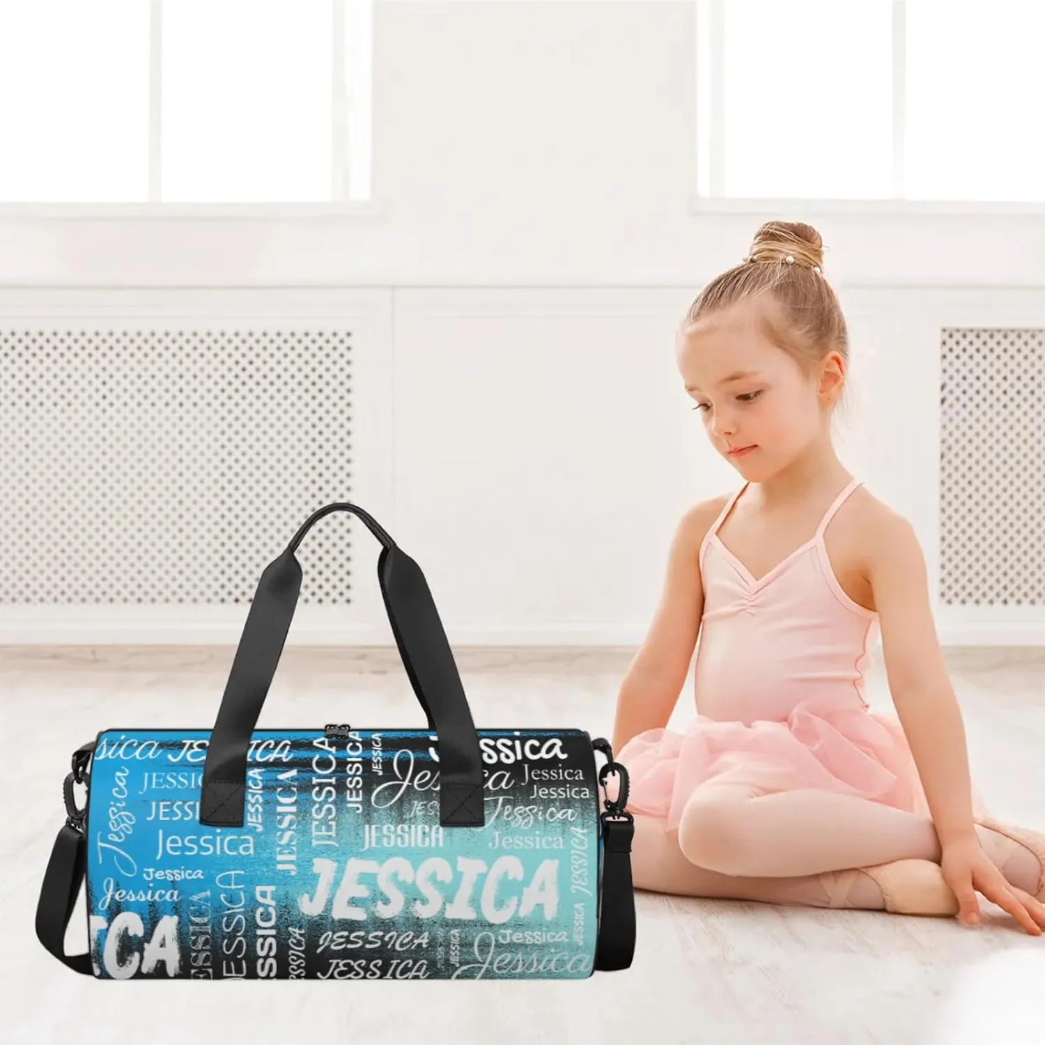 Personalized Sport Gym Bag with Name, Custom Overnight Duffel Bags Travel Weekender Bag for Women Men Team Gifts, Blue