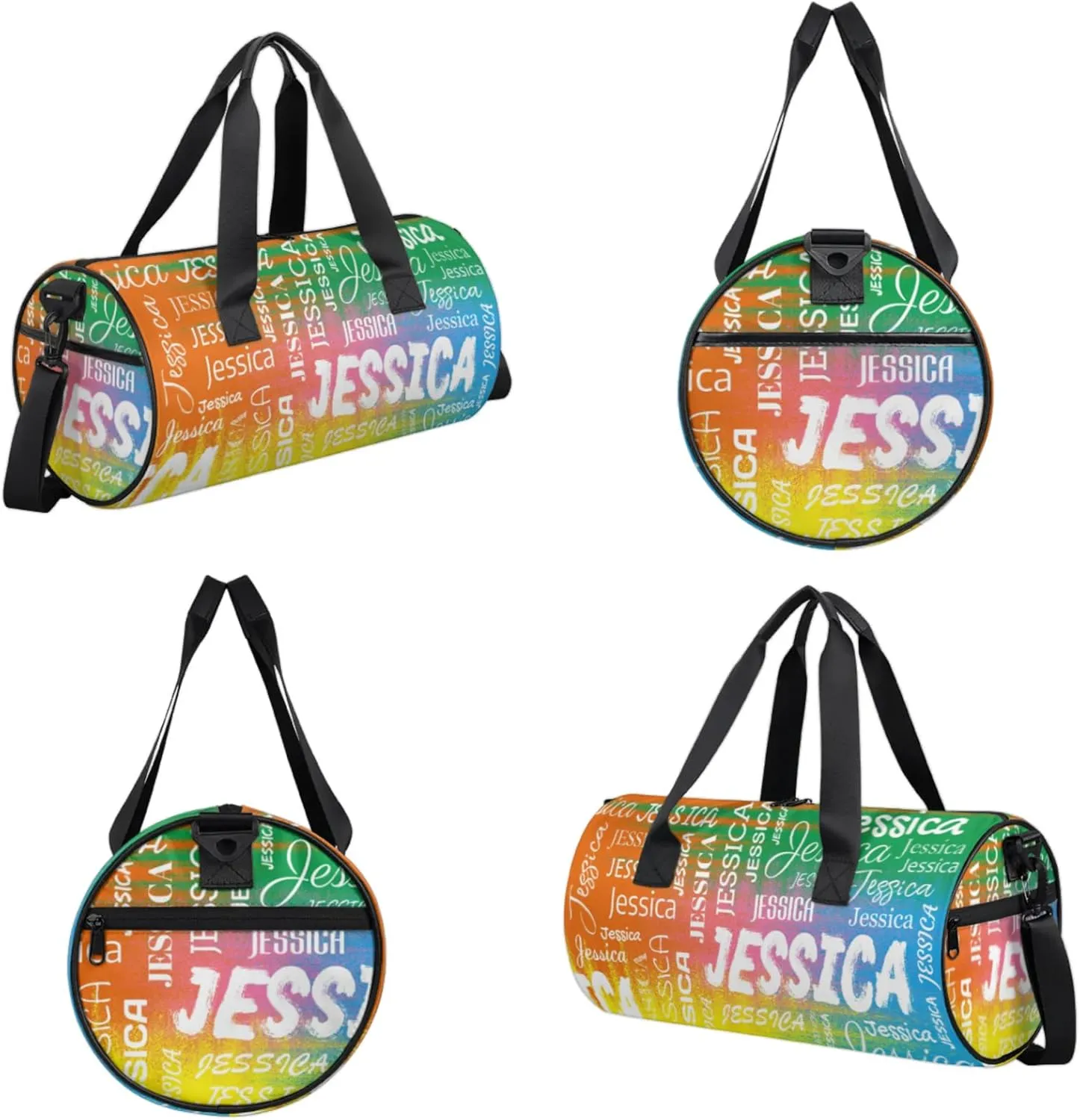 Personalized Sport Gym Bag with Name, Custom Overnight Duffel Bags Travel Weekender Bag for Women Men Team Gifts, Colorful