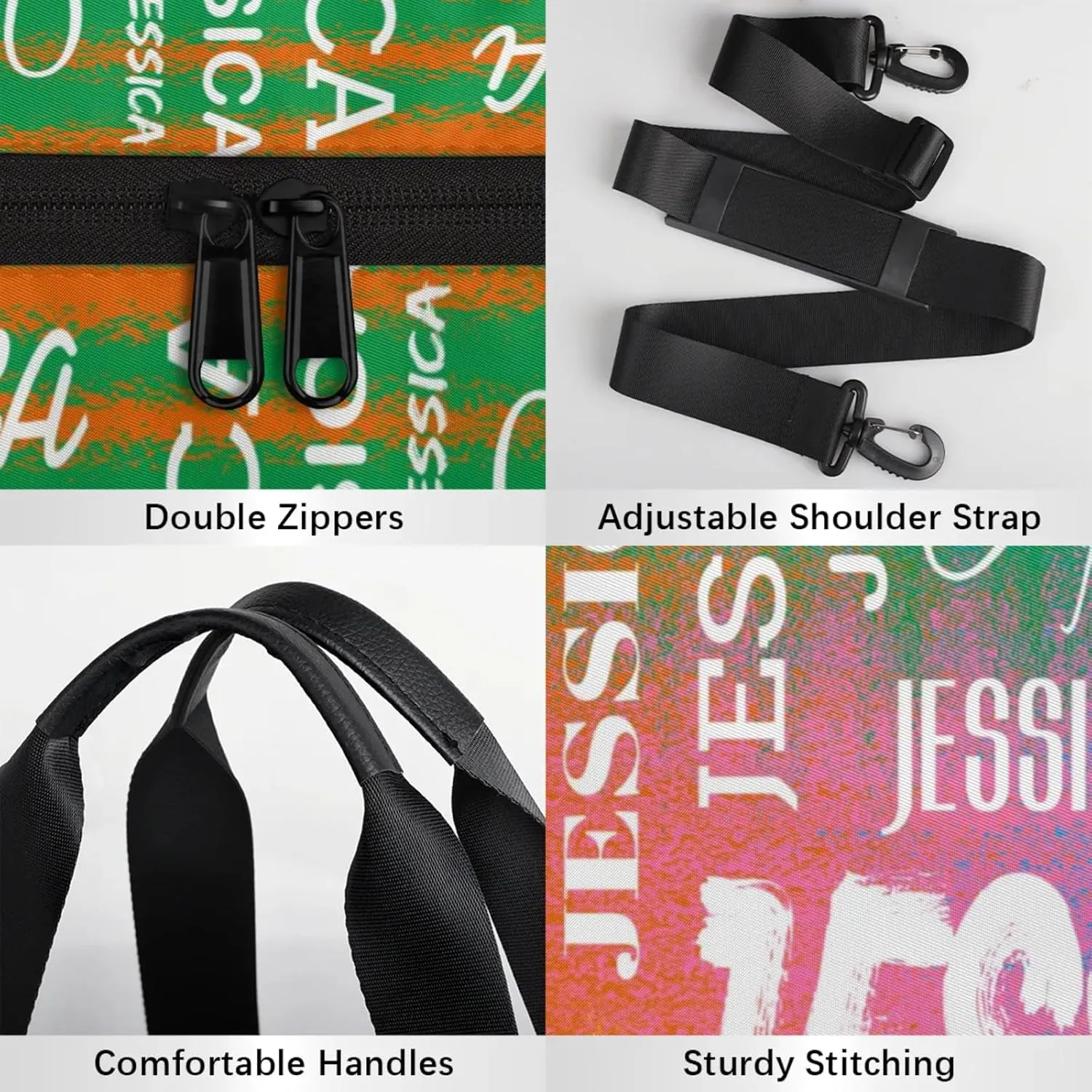 Personalized Sport Gym Bag with Name, Custom Overnight Duffel Bags Travel Weekender Bag for Women Men Team Gifts, Colorful
