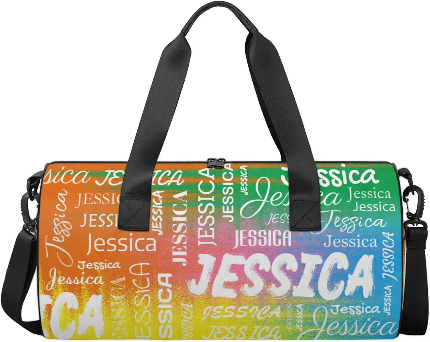 Personalized Sport Gym Bag with Name, Custom Overnight Duffel Bags Travel Weekender Bag for Women Men Team Gifts, Colorful