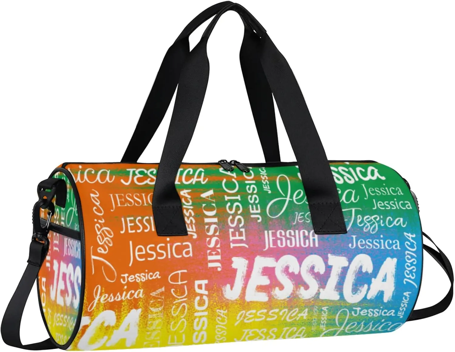 Personalized Sport Gym Bag with Name, Custom Overnight Duffel Bags Travel Weekender Bag for Women Men Team Gifts, Colorful