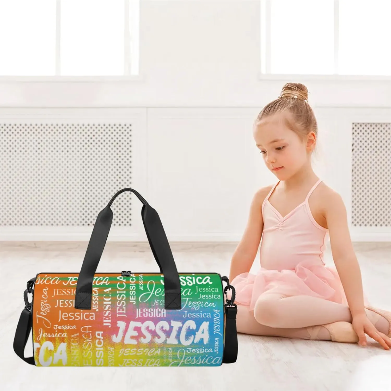 Personalized Sport Gym Bag with Name, Custom Overnight Duffel Bags Travel Weekender Bag for Women Men Team Gifts, Colorful
