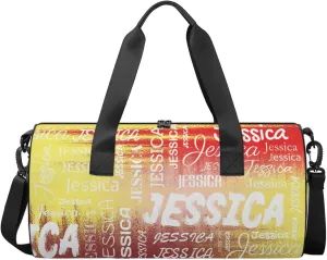 Personalized Sport Gym Bag with Name, Custom Overnight Duffel Bags Travel Weekender Bag for Women Men Team Gifts, Red Yellow