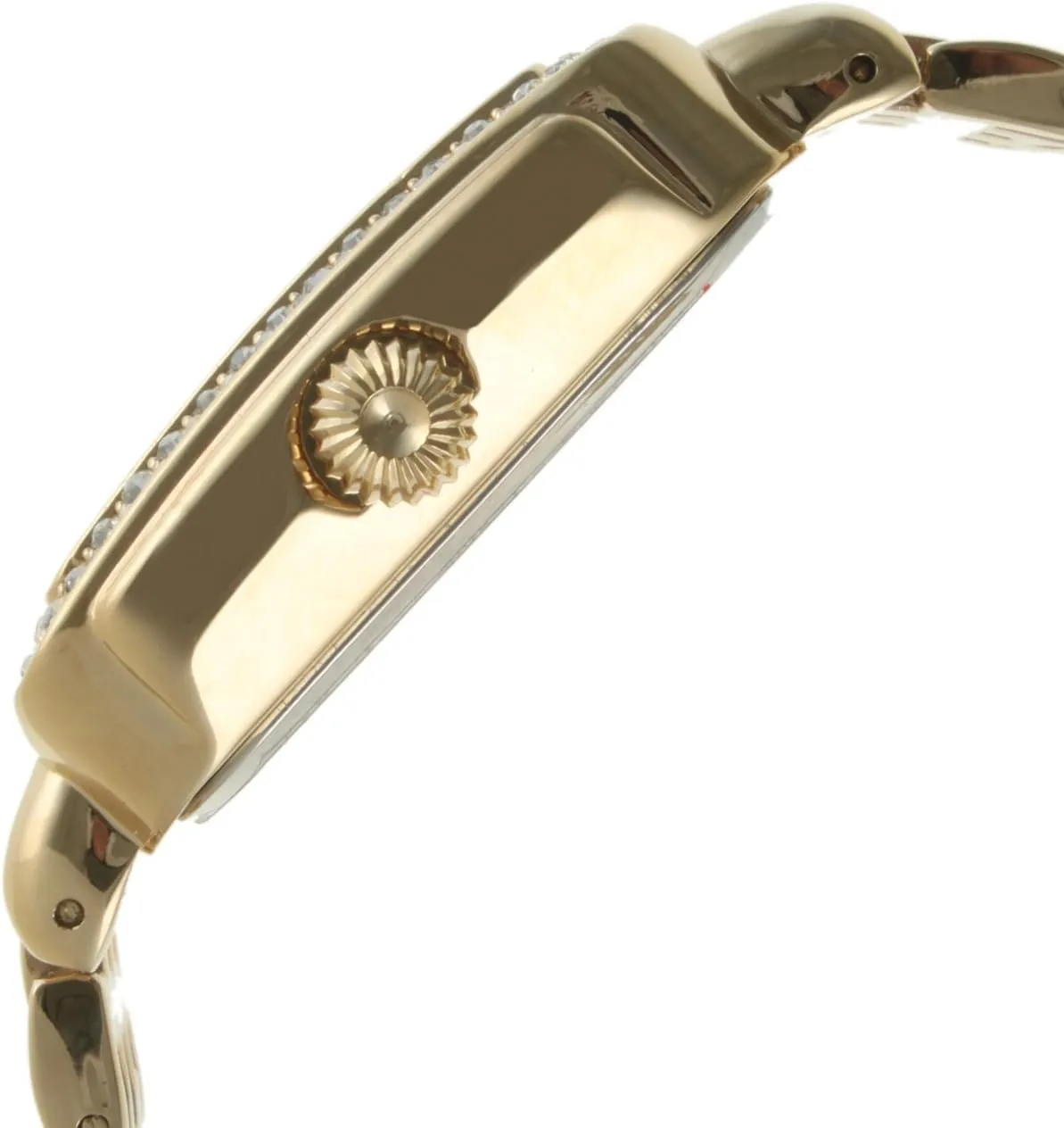 Peugeot Women Rectangle Dress Watch with Crystal Decorated Bezel, Roman Numerals and Bracelet