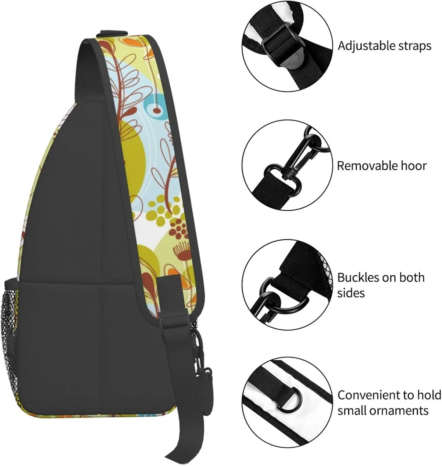 pink flower Chest Bags Crossbody Sling Bag Shoulder Bag Travel Hiking Daypack For Men Women