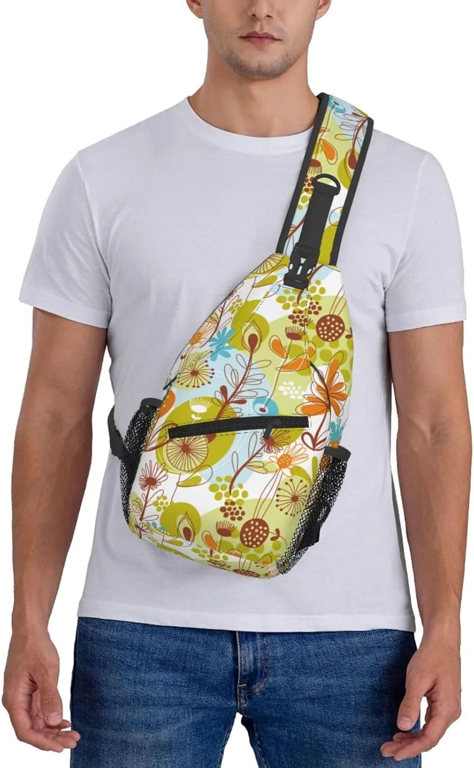 pink flower Chest Bags Crossbody Sling Bag Shoulder Bag Travel Hiking Daypack For Men Women