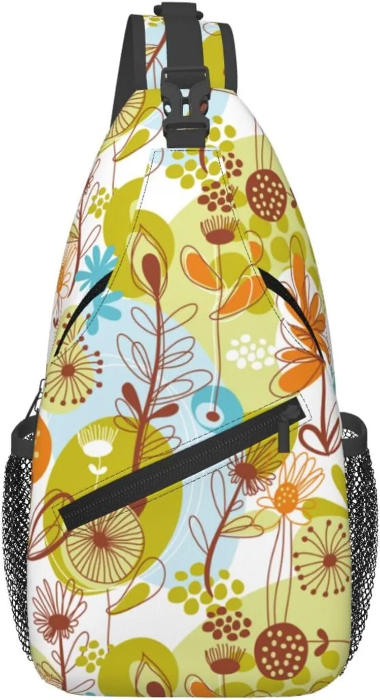 pink flower Chest Bags Crossbody Sling Bag Shoulder Bag Travel Hiking Daypack For Men Women
