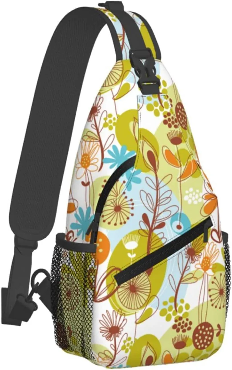 pink flower Chest Bags Crossbody Sling Bag Shoulder Bag Travel Hiking Daypack For Men Women